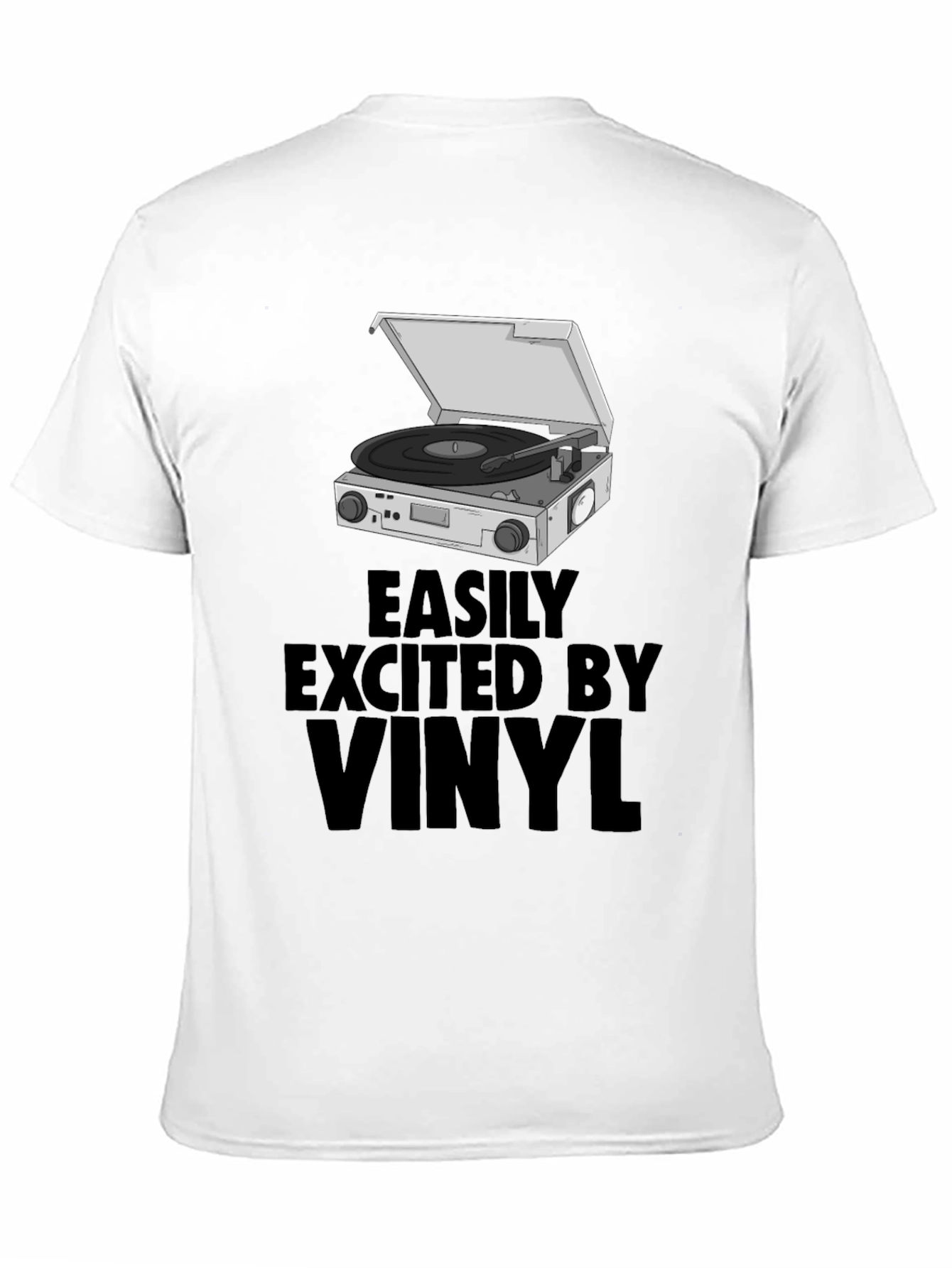 Black Vinyl Record Player T-Shirt - Easily Excited view 11
