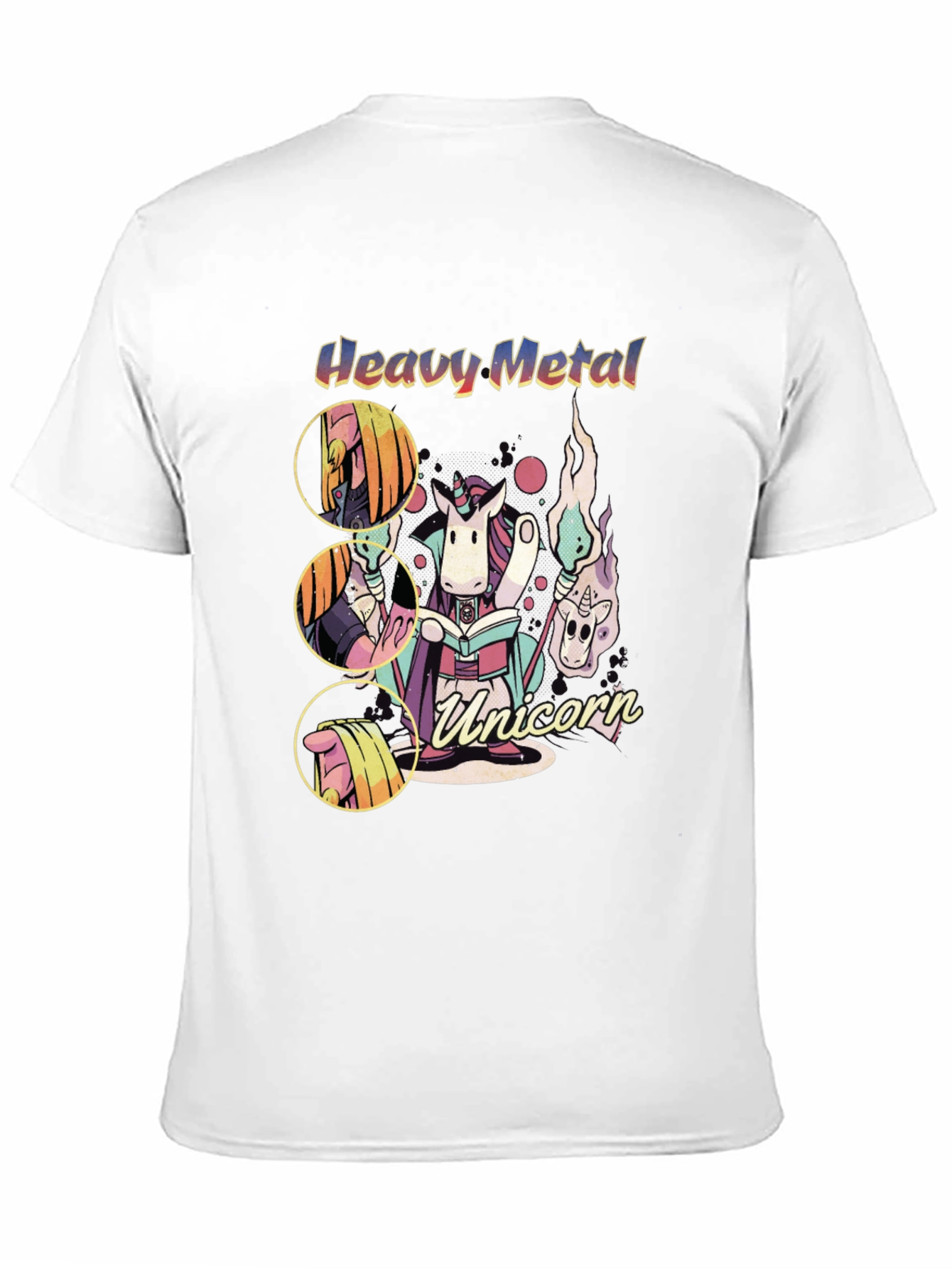 Black Heavy Metal Unicorn Graphic T-Shirt view 11