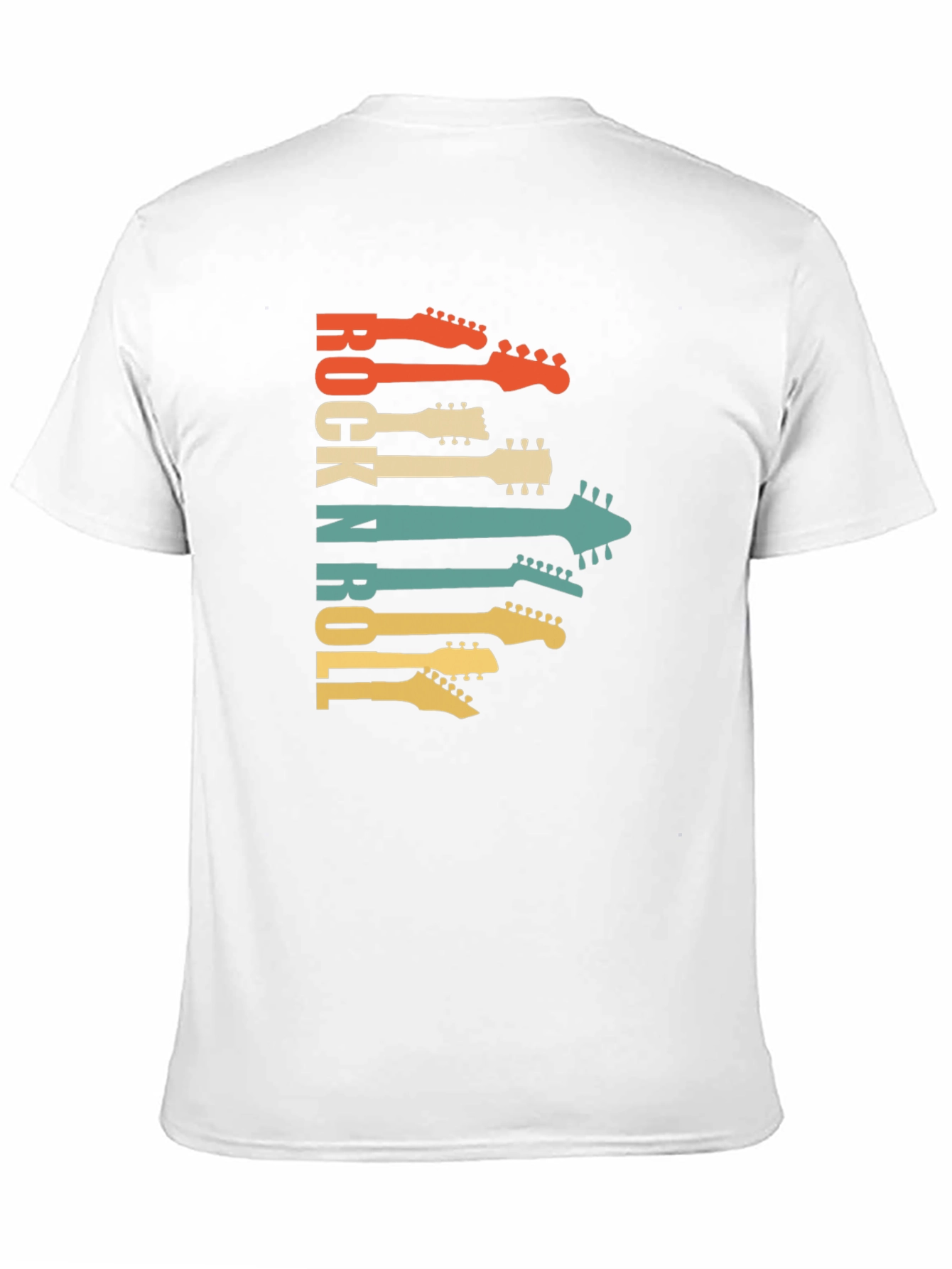 Black Retro Rock N Roll Guitar Head T-Shirt view 11