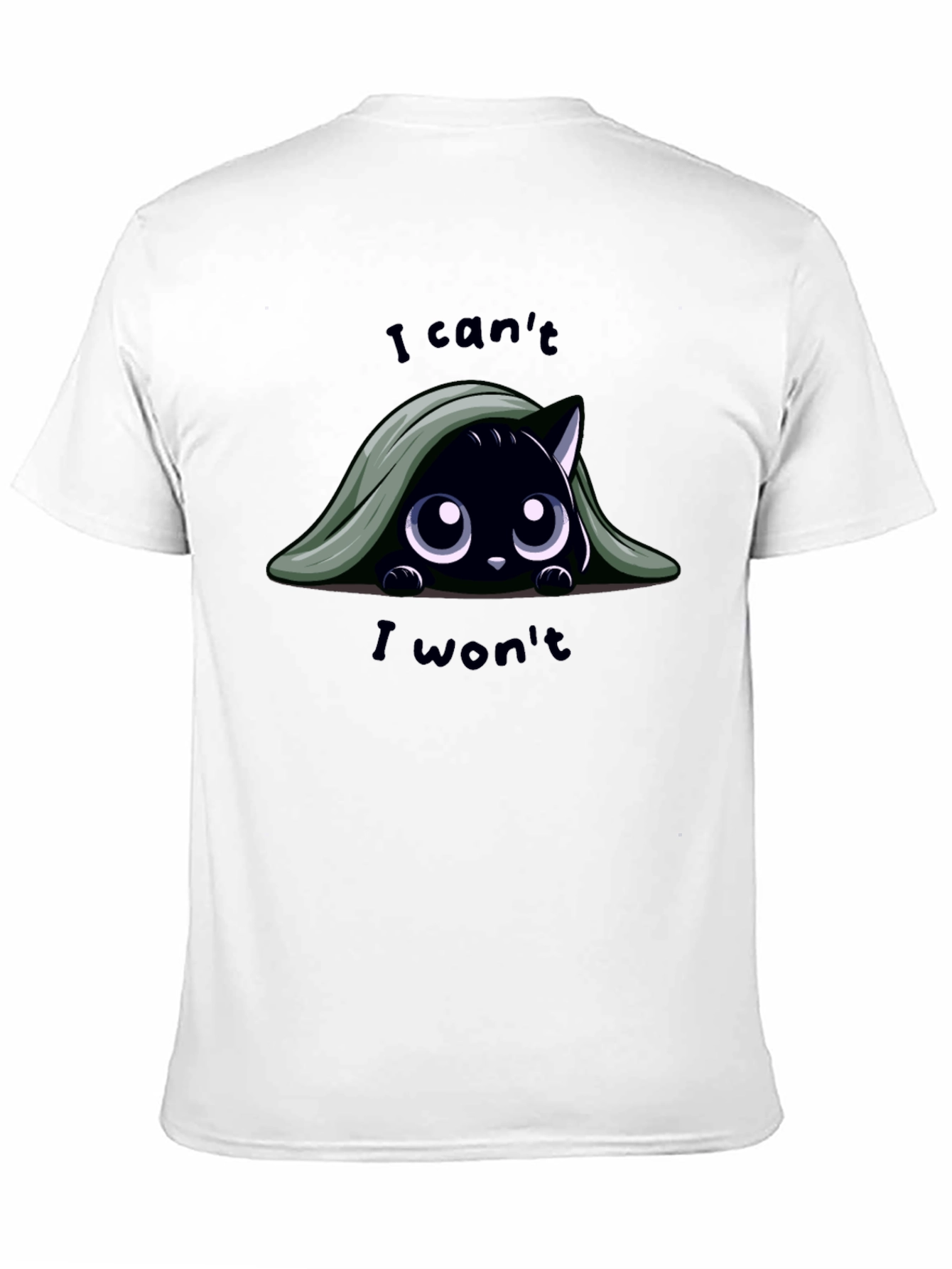 Black Cute Cat T-Shirt - I Can't, I Won't view 11