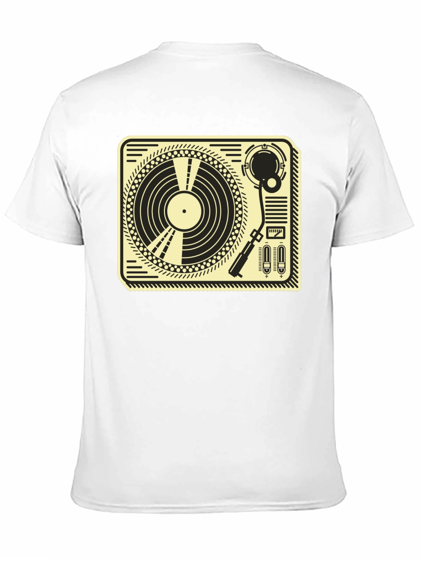Black Retro Turntable Graphic Tee - Black Cotton T-Shirt view 11