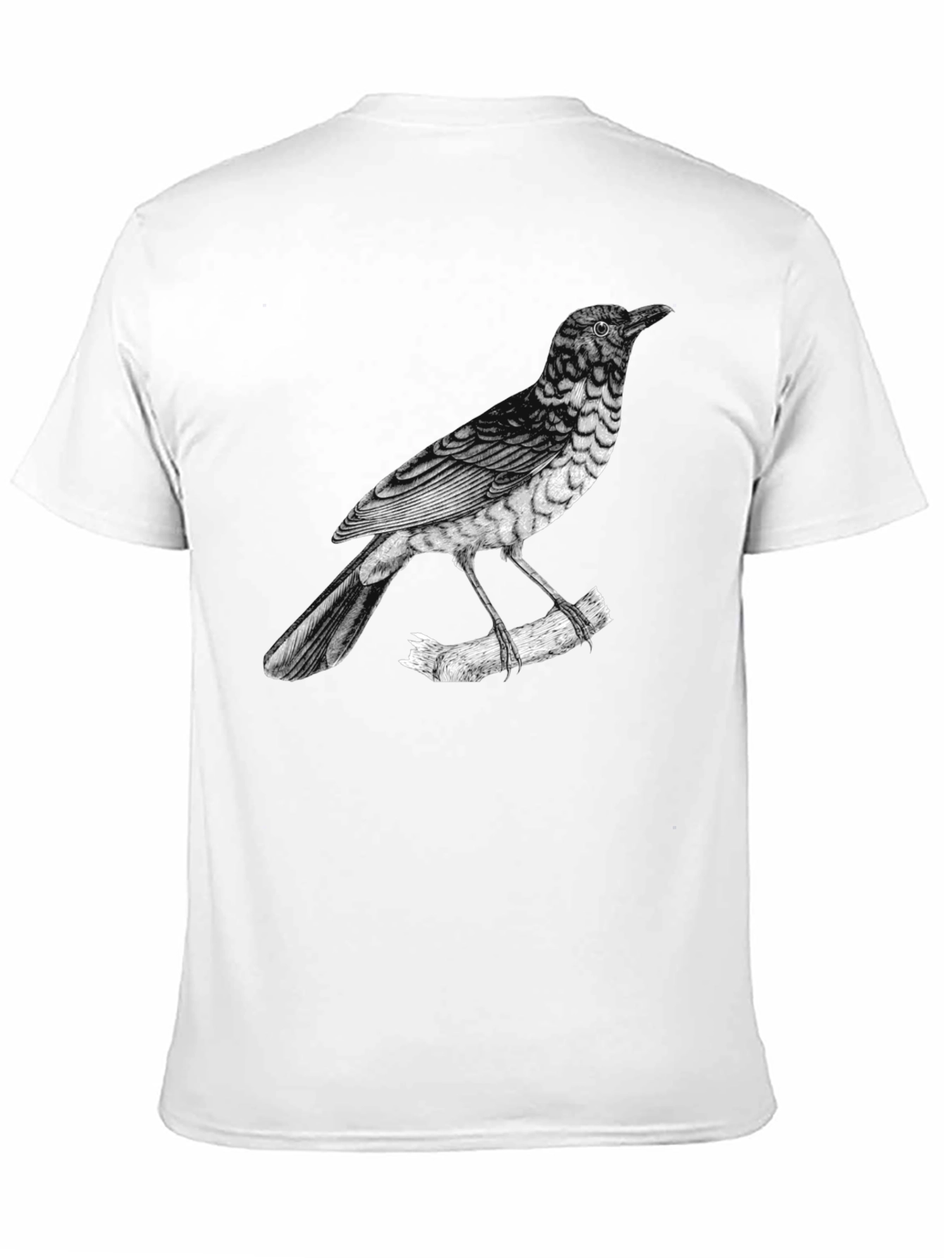 Black Men's Bird Print Black T-Shirt view 11