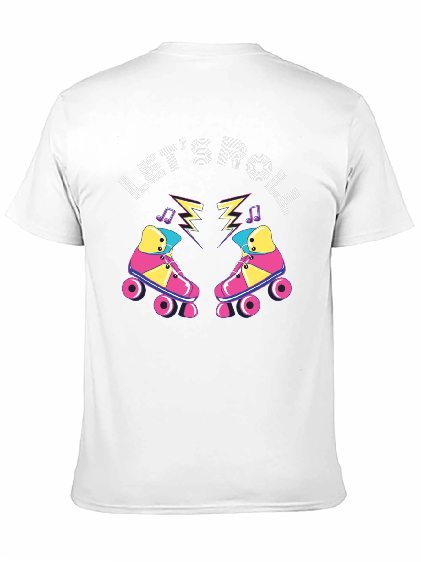 Black Let's Roll Retro Roller Skate Graphic T-Shirt view 11