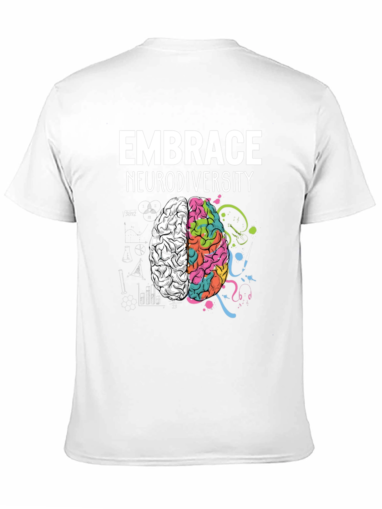 Black Embrace Neurodiversity Brain Graphic Tee view 11