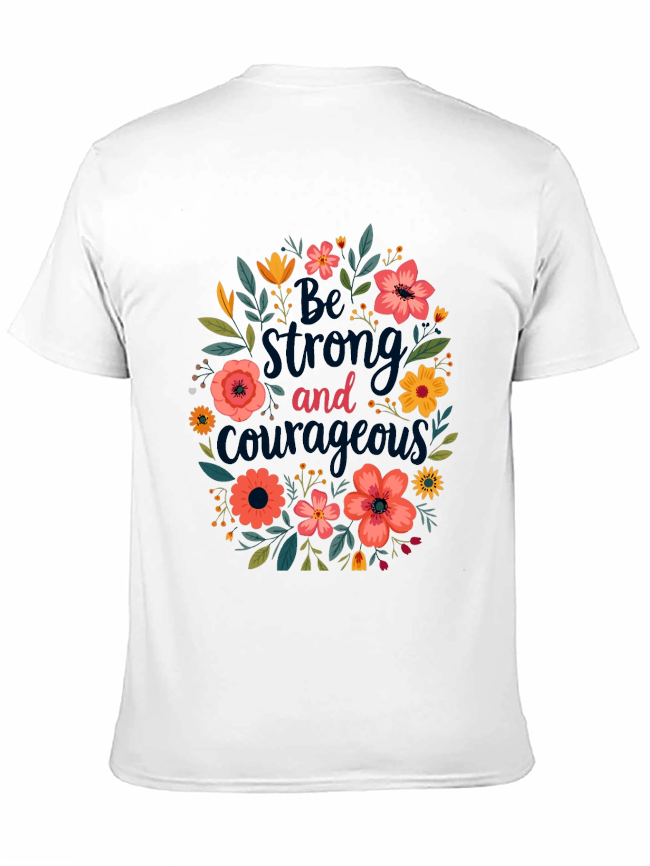 Black Floral 'Be Strong and Courageous' Graphic Tee - Black view 11