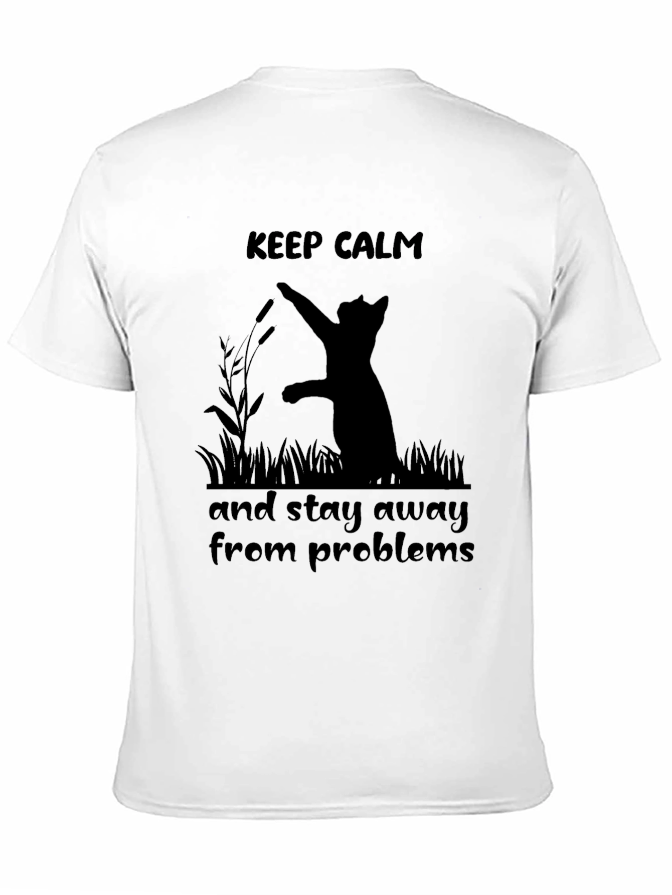 Black Keep Calm Cat T-Shirt - Stay Away From Problems view 11