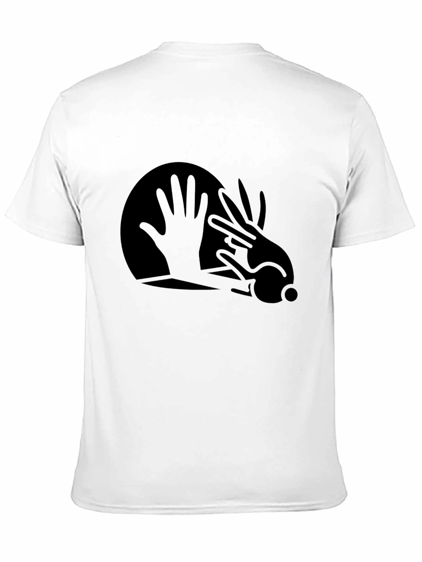 Black Abstract Hand Rabbit Graphic Black T-Shirt view 11