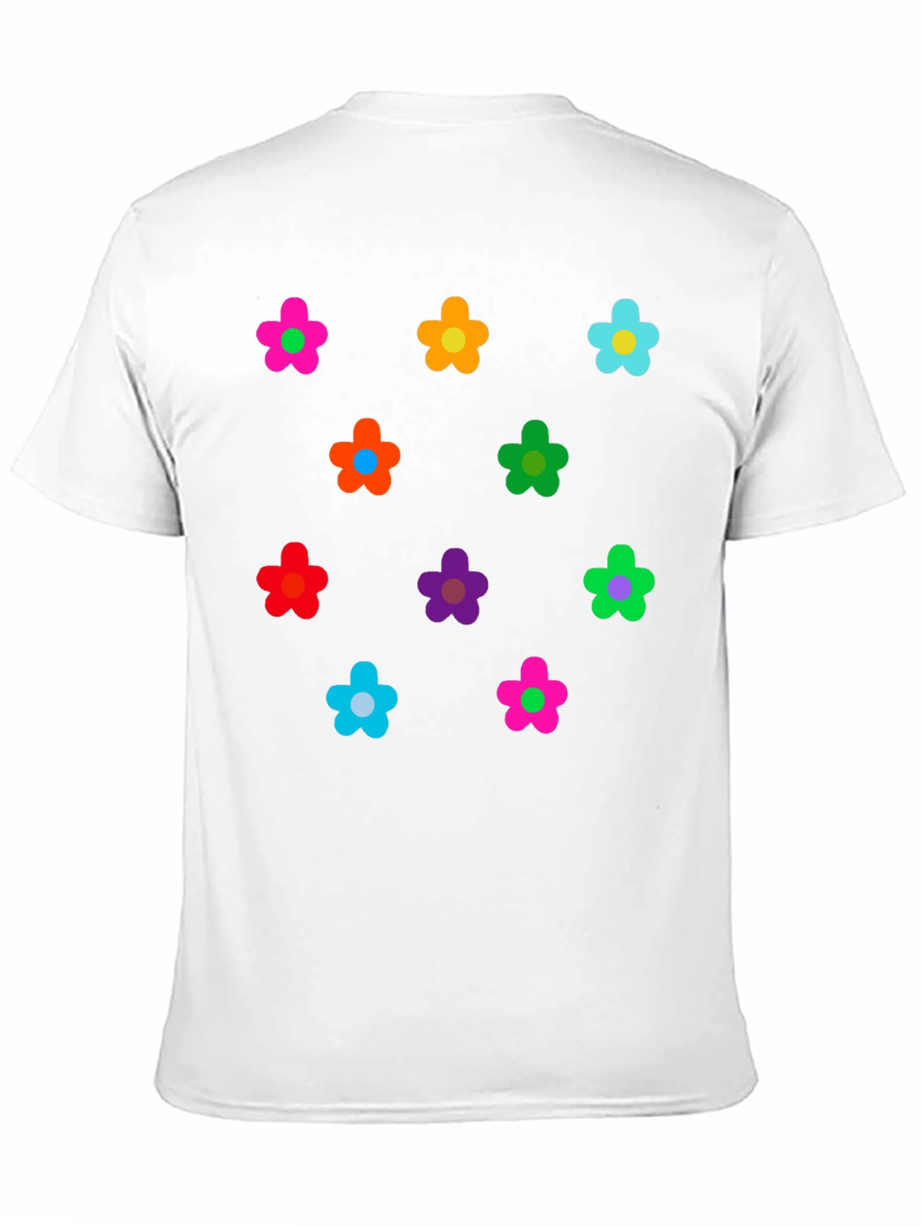 Black Colorful Flower Pattern Black T-Shirt view 11