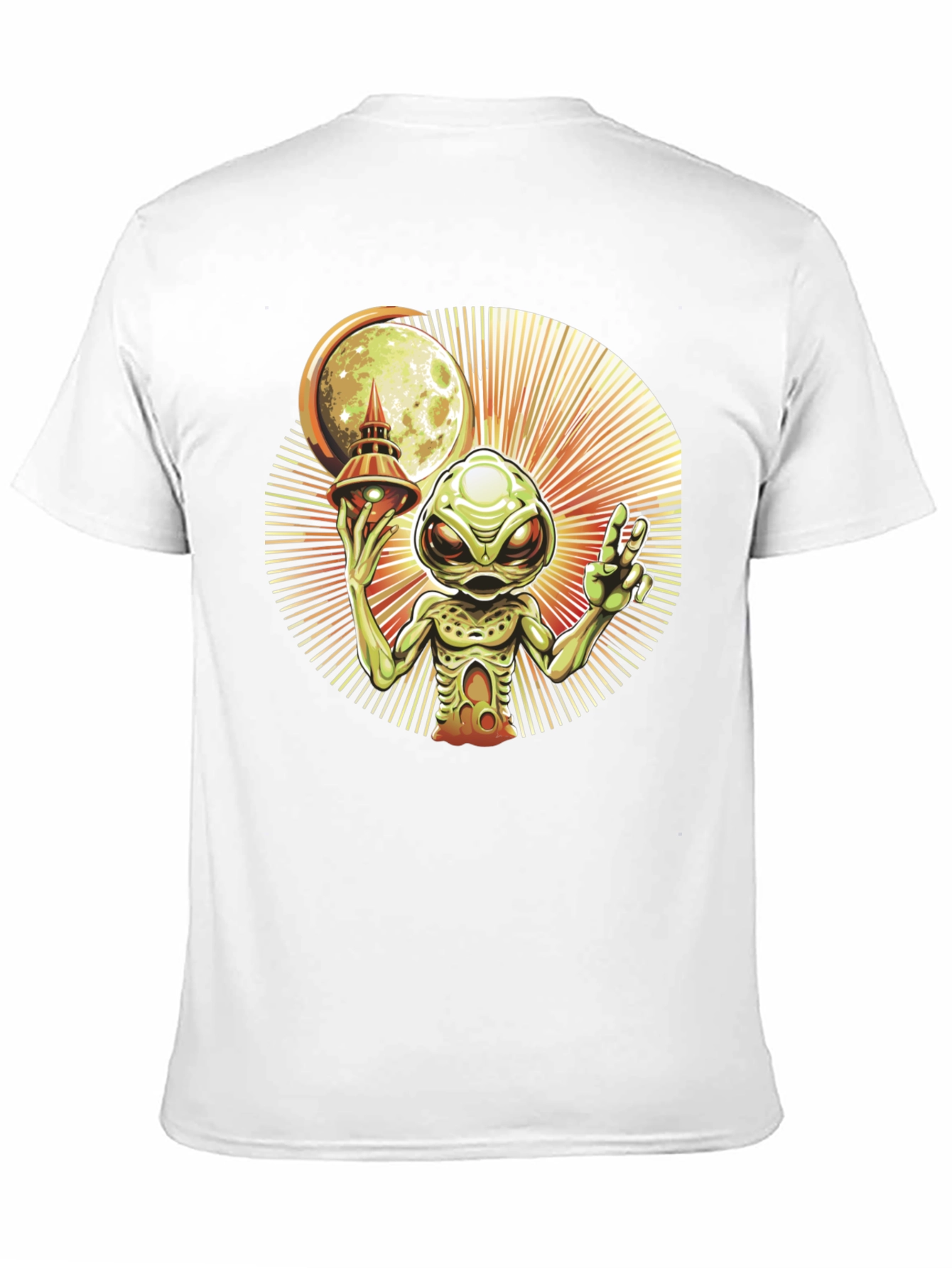 Black Alien UFO Graphic Tee - Black Cotton T-Shirt view 11