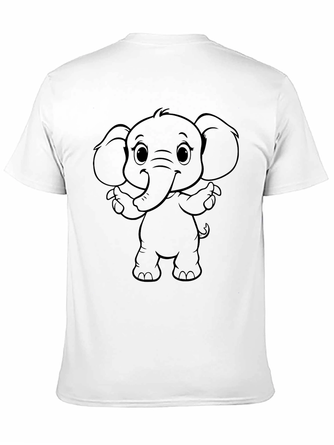 Black Cute Elephant Graphic Tee - Black Cotton Blend view 11