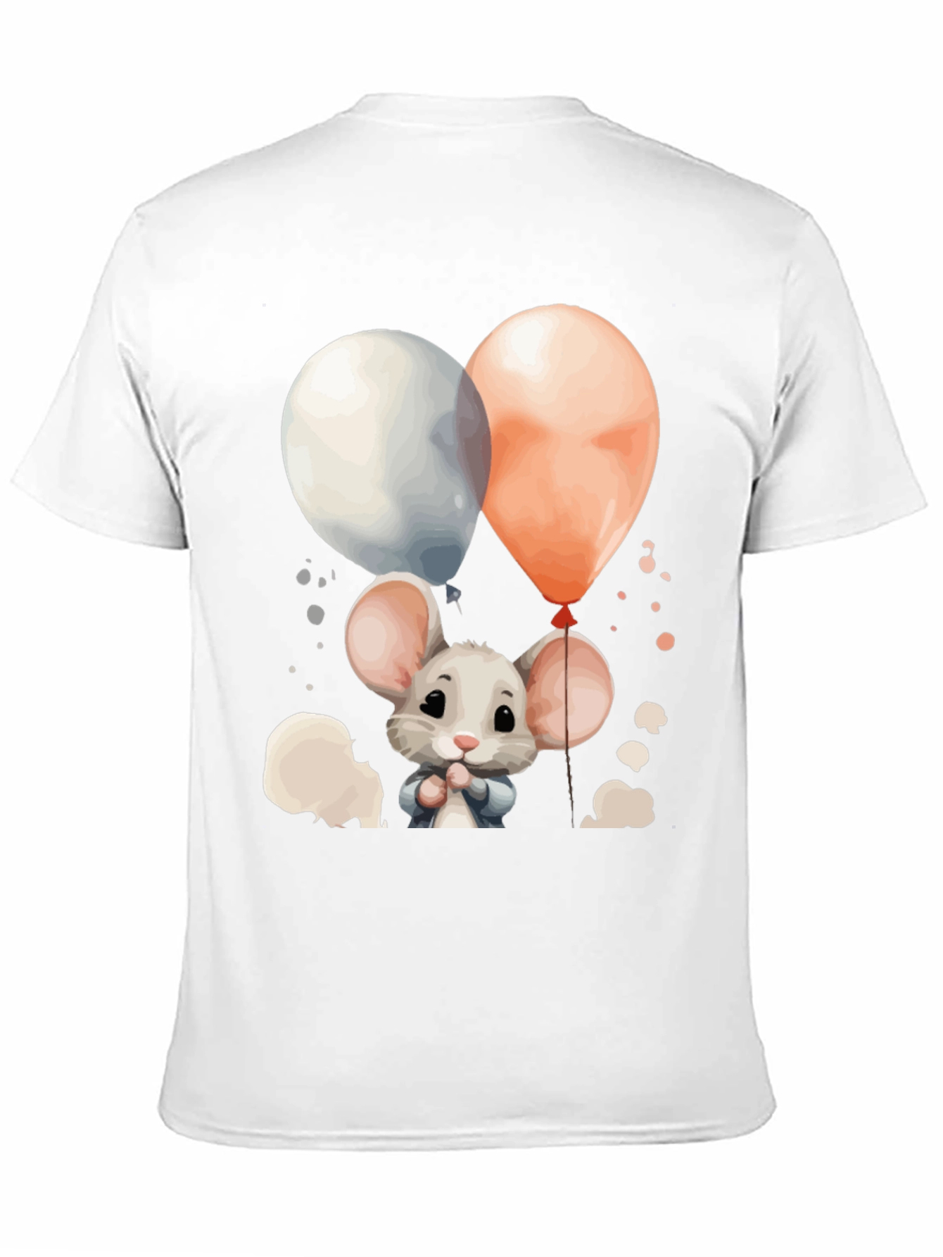 Black Cute Mouse Balloons Graphic Tee - Black Cotton Blend view 11