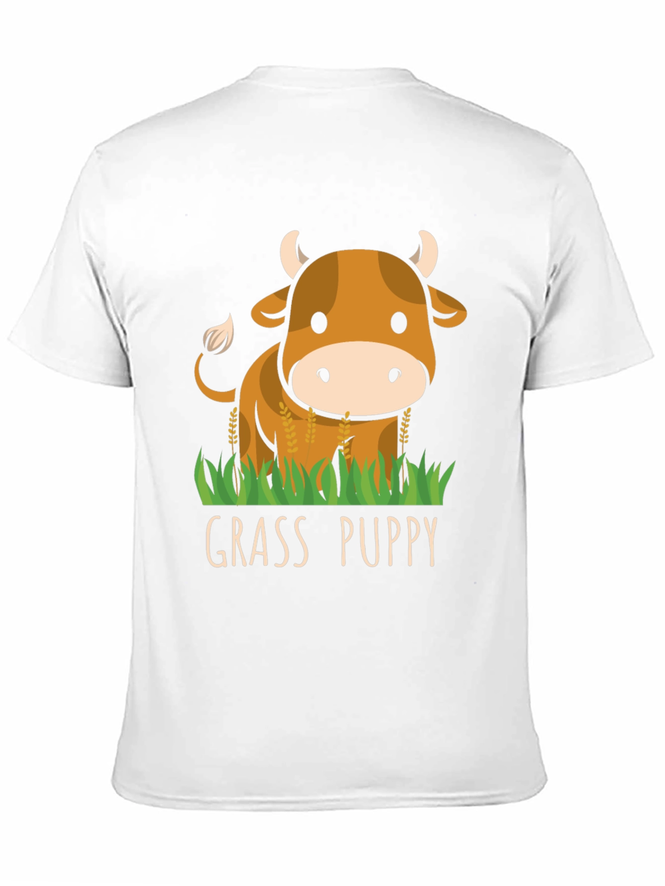 Black Grass Puppy Cute Cow Graphic T-Shirt view 11