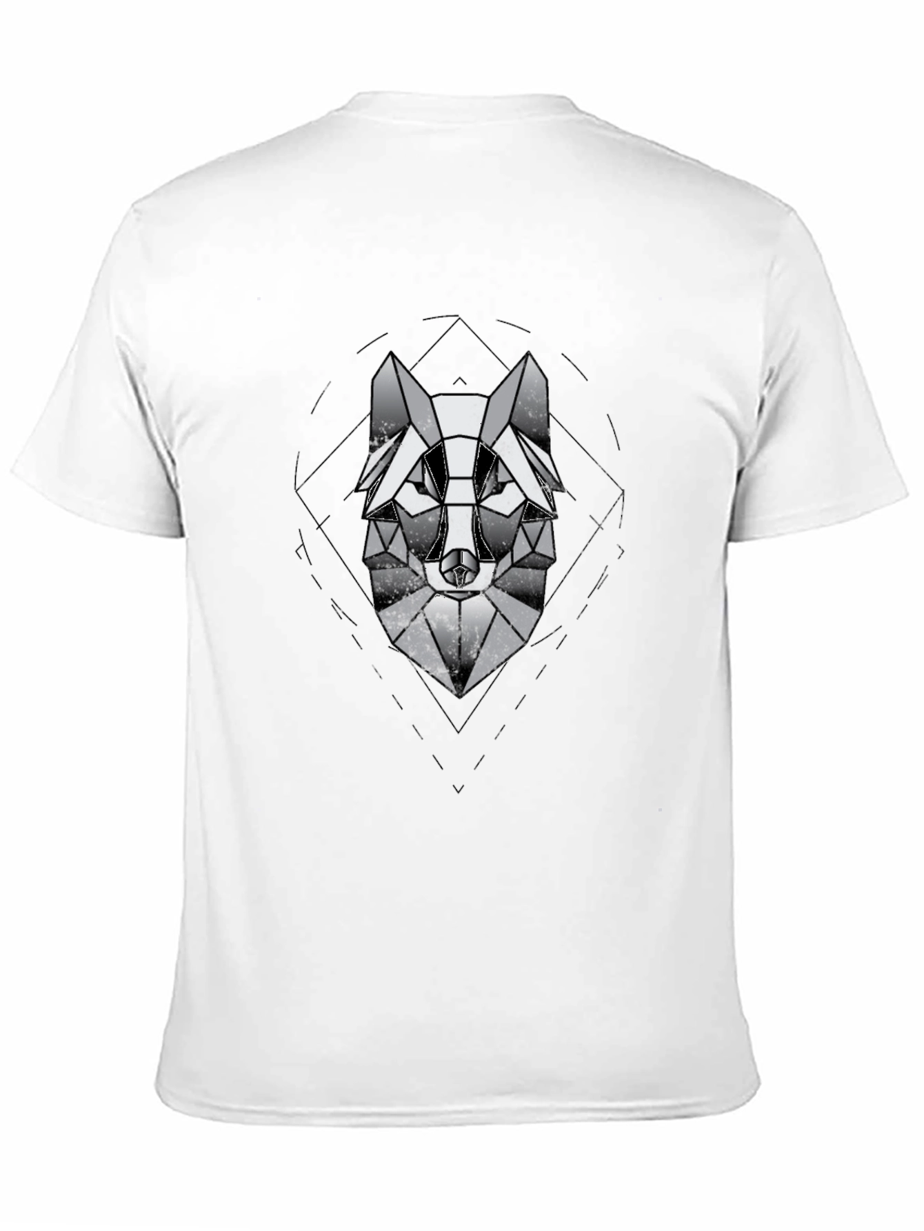 Black Geometric Wolf Graphic Black T-Shirt view 11