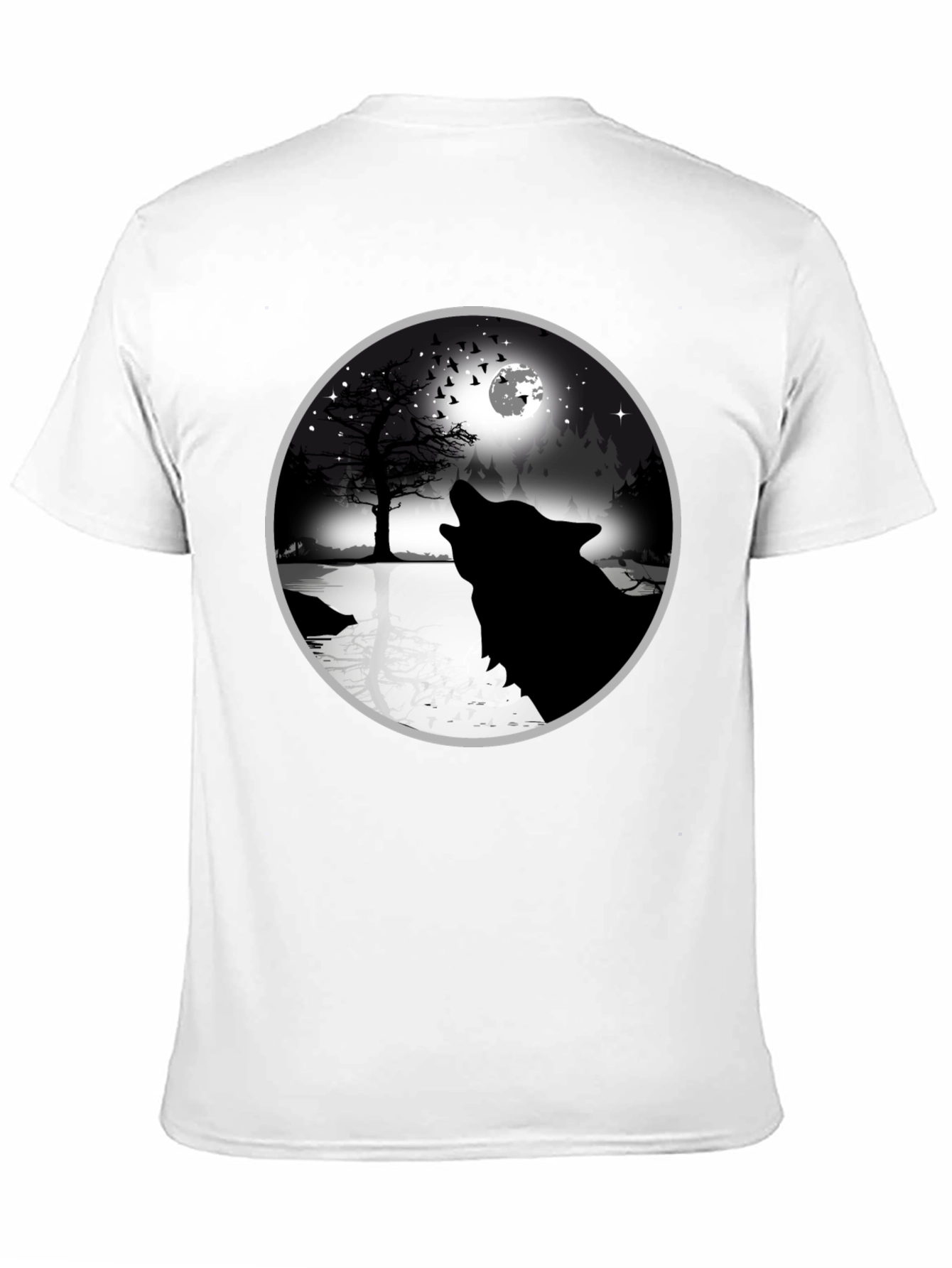Black Wolf Howling at Moon Graphic Tee - Black view 11