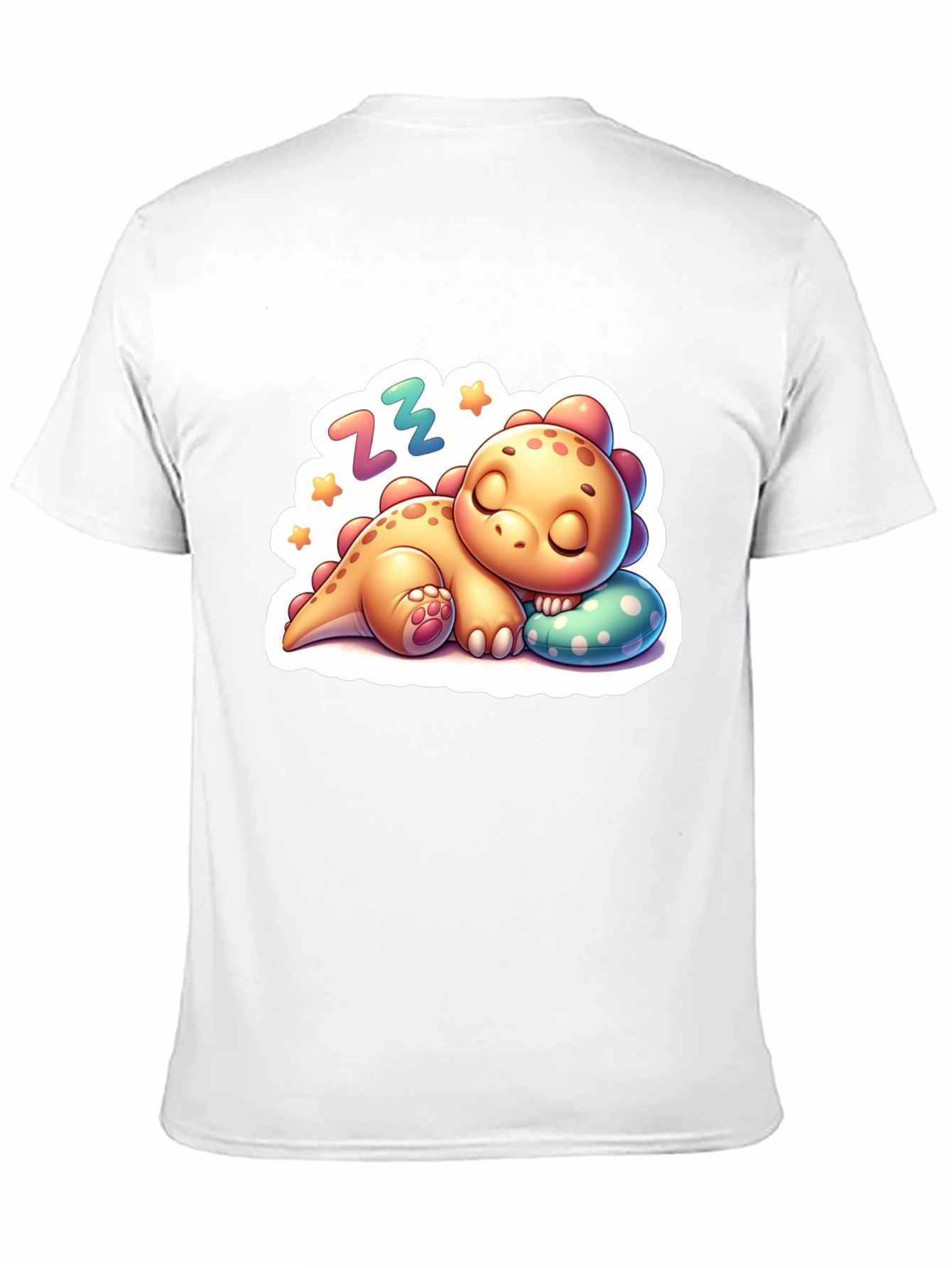 Black Cute Sleeping Dinosaur T-Shirt - Comfortable Cotton Blend view 11