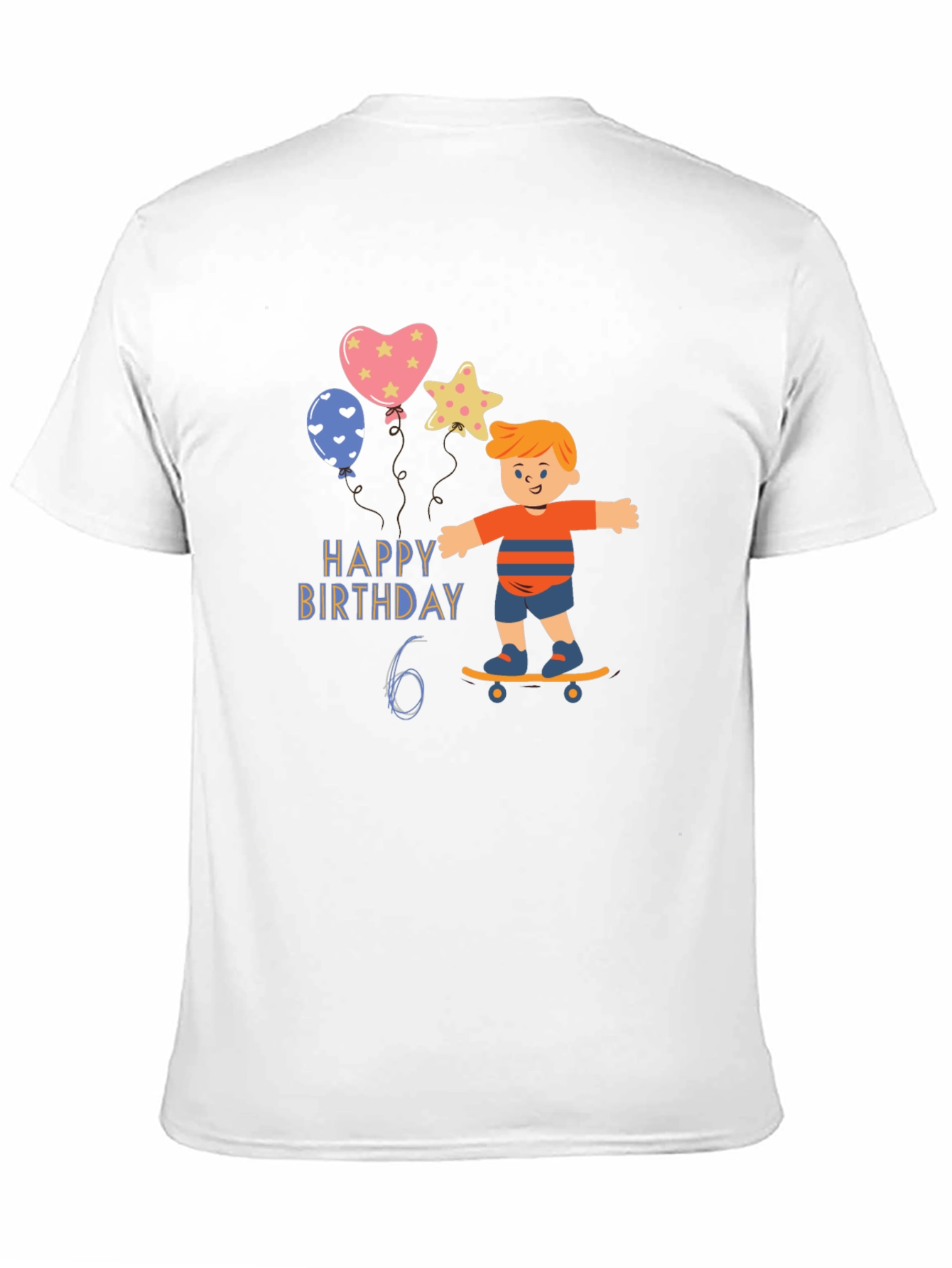 Black Happy 6th Birthday Skateboard T-Shirt view 11