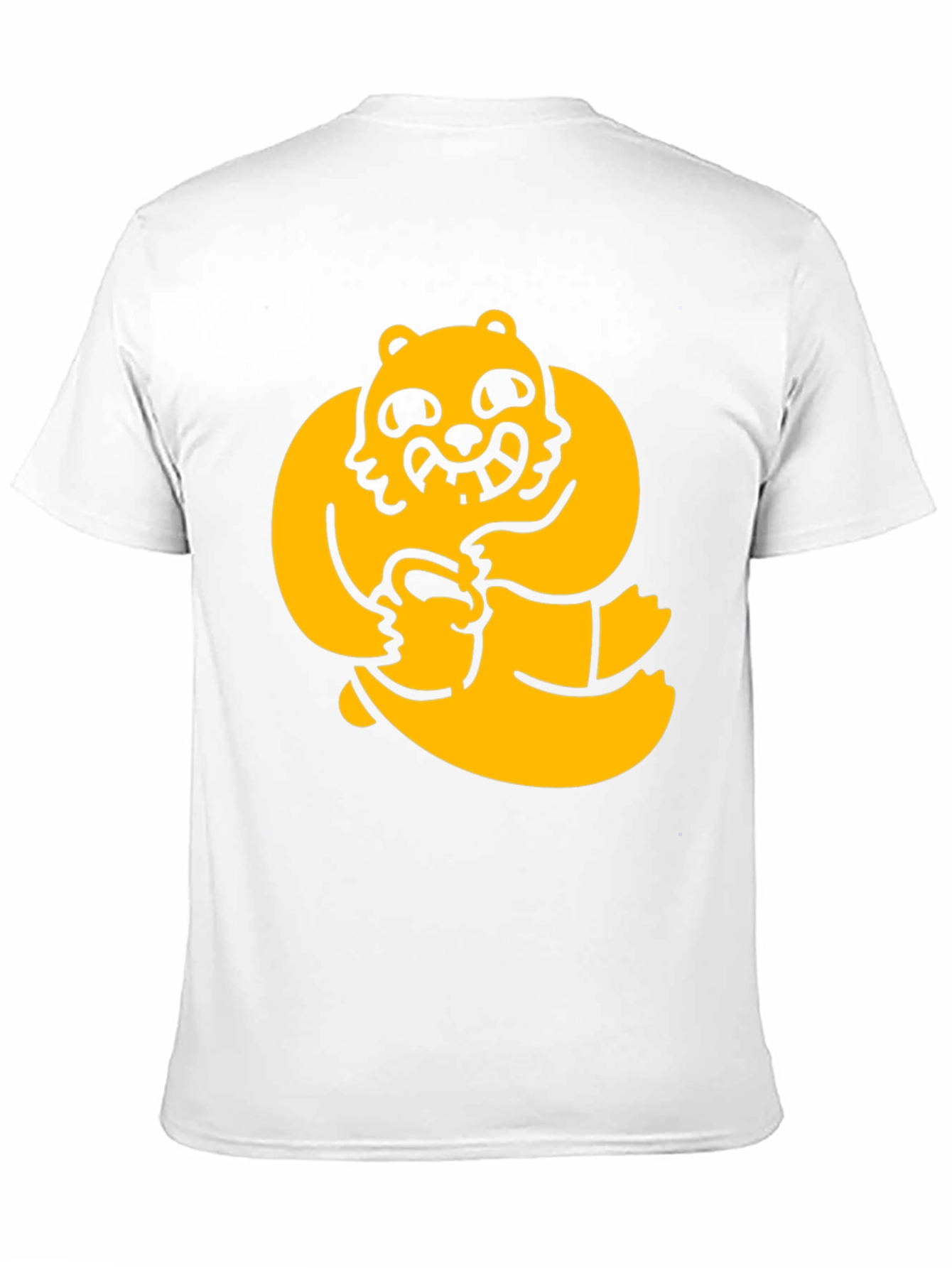 Black Men's Black Tee with Cartoon Bear Graphic view 11