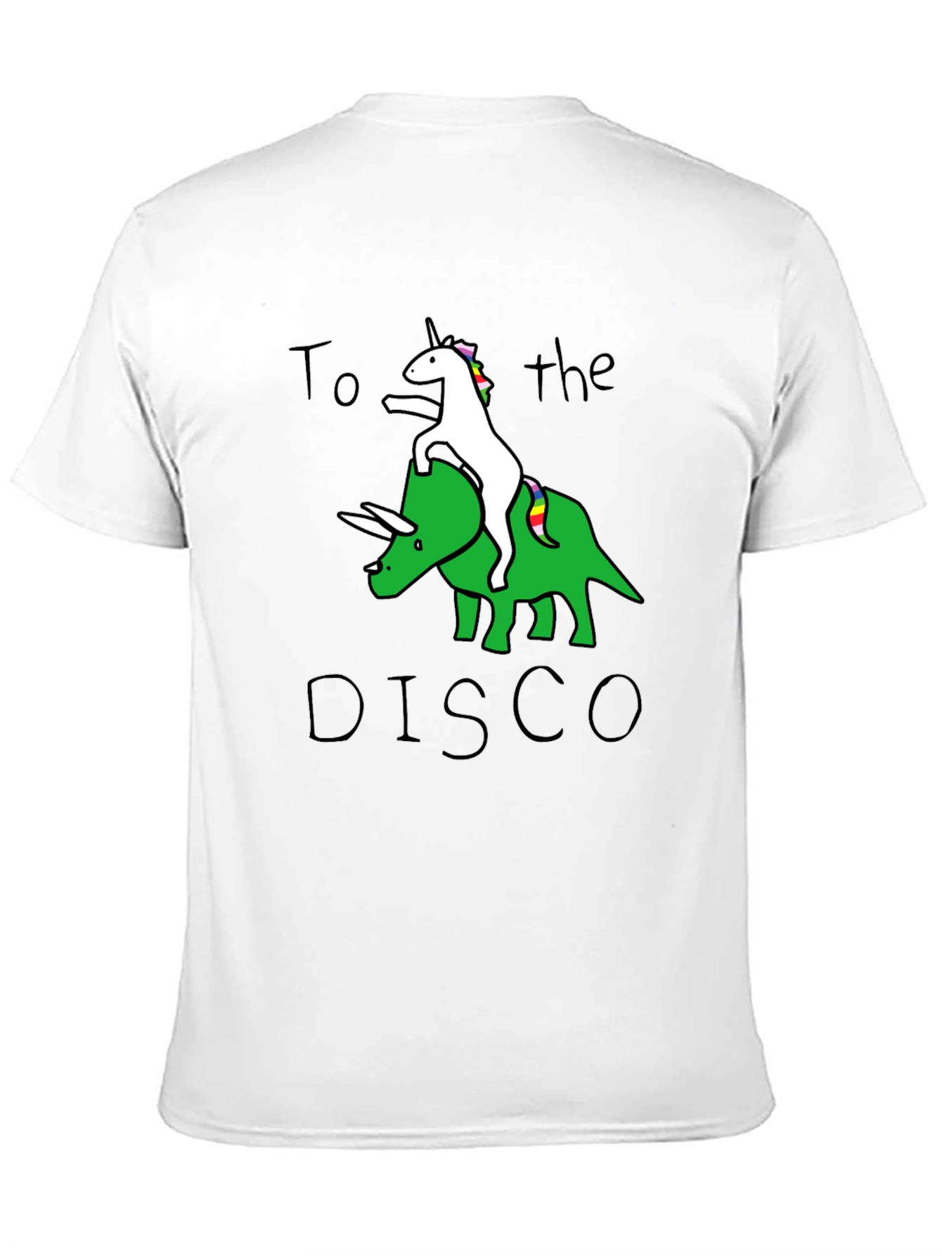 Black Unicorn Riding Dinosaur To the Disco T-Shirt view 11