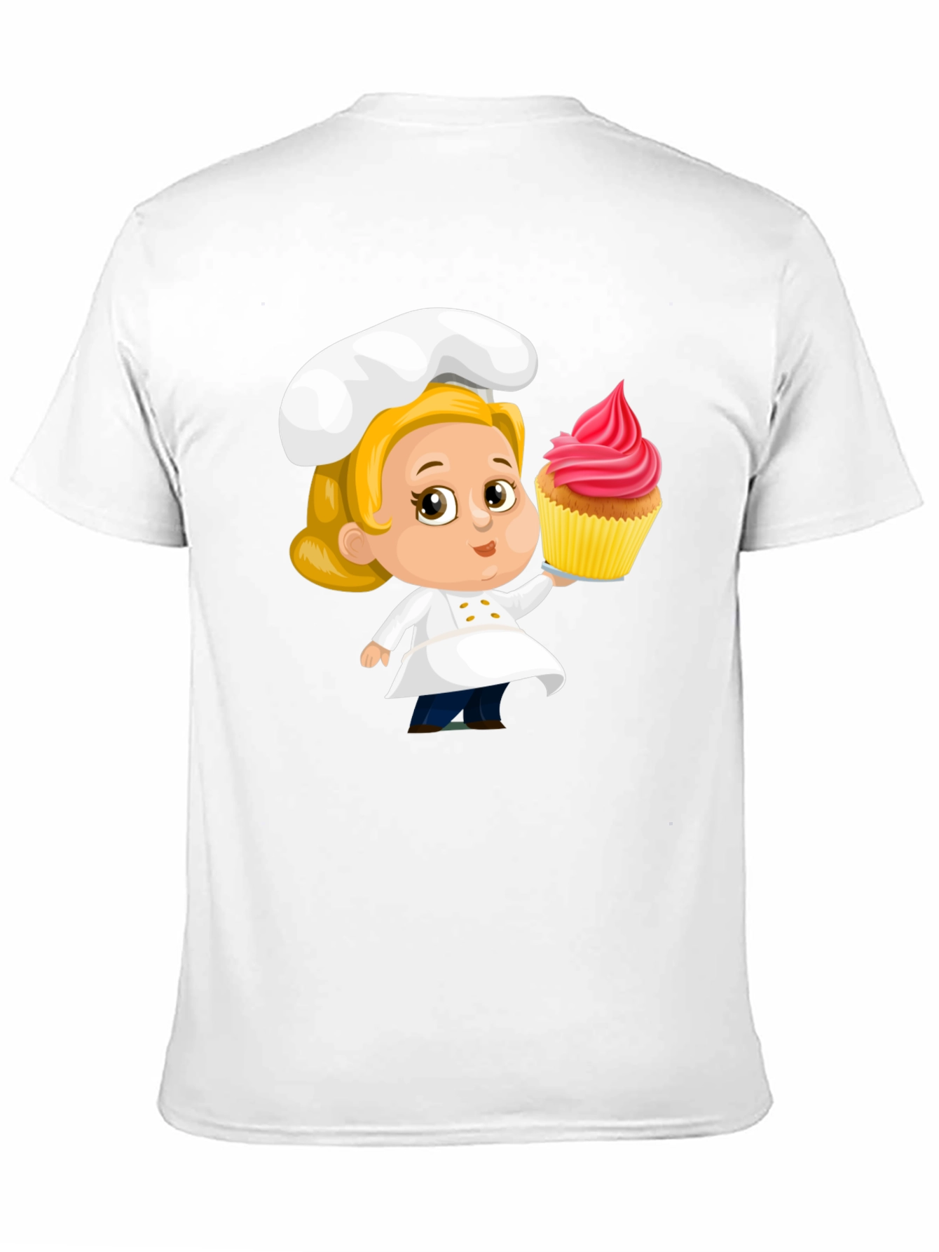 Black Chef Cupcake Cartoon T-Shirt - Cute & Fun Design view 11
