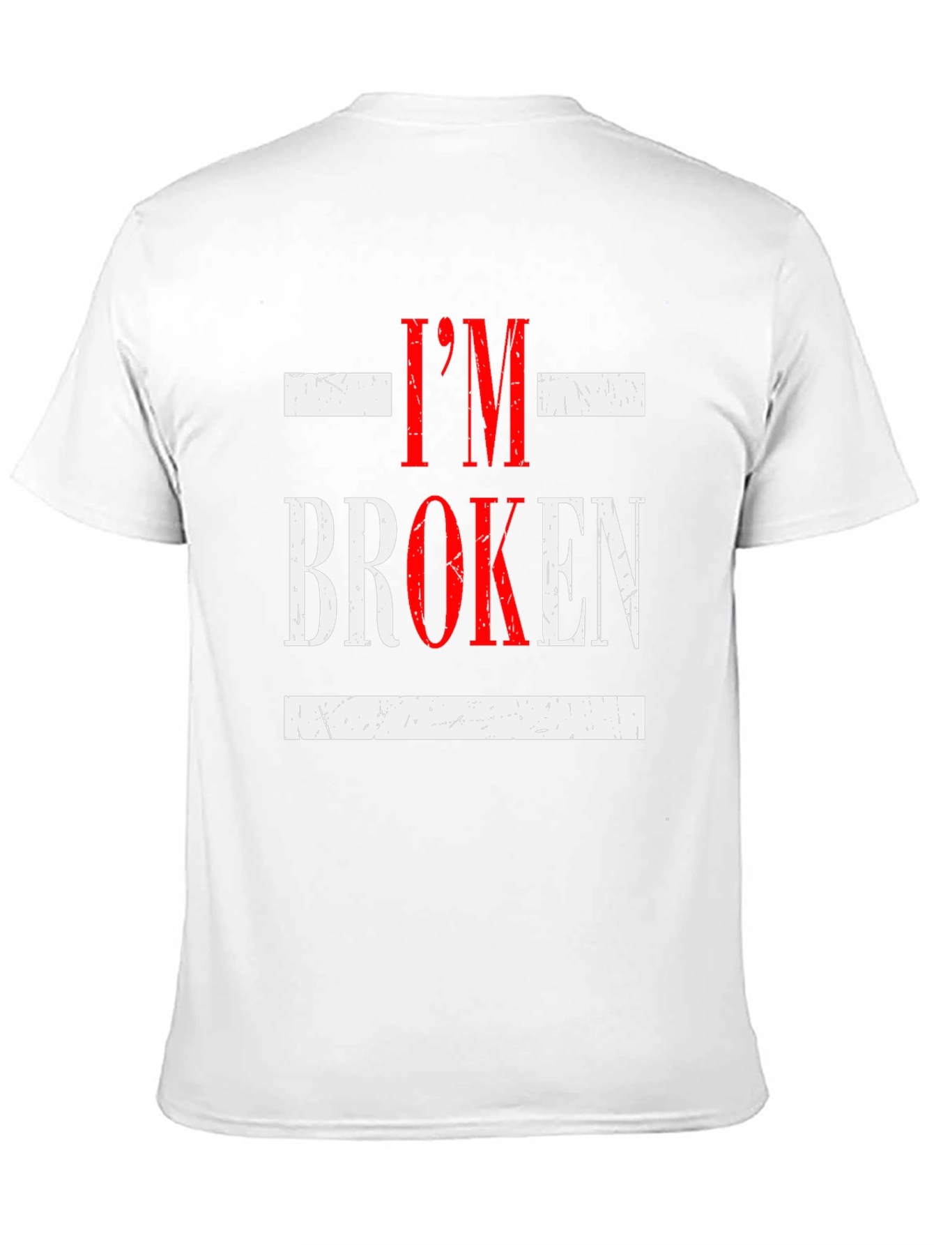 Black I'm Broken Graphic Tee - Distressed Design, Casual Wear view 11
