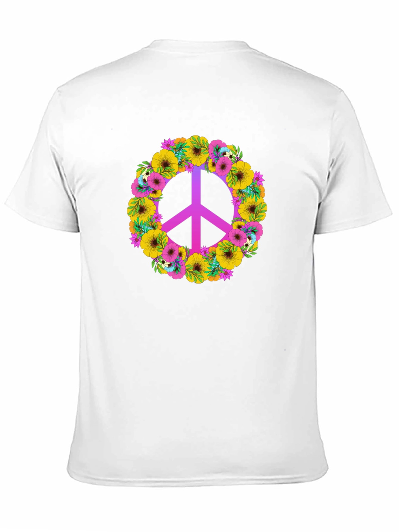 Black Floral Peace Sign Graphic Tee - Black Cotton Blend view 11
