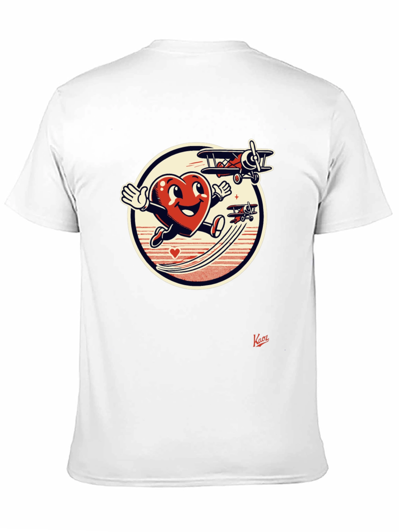 Black Cartoon Heart Airplane T-Shirt view 11