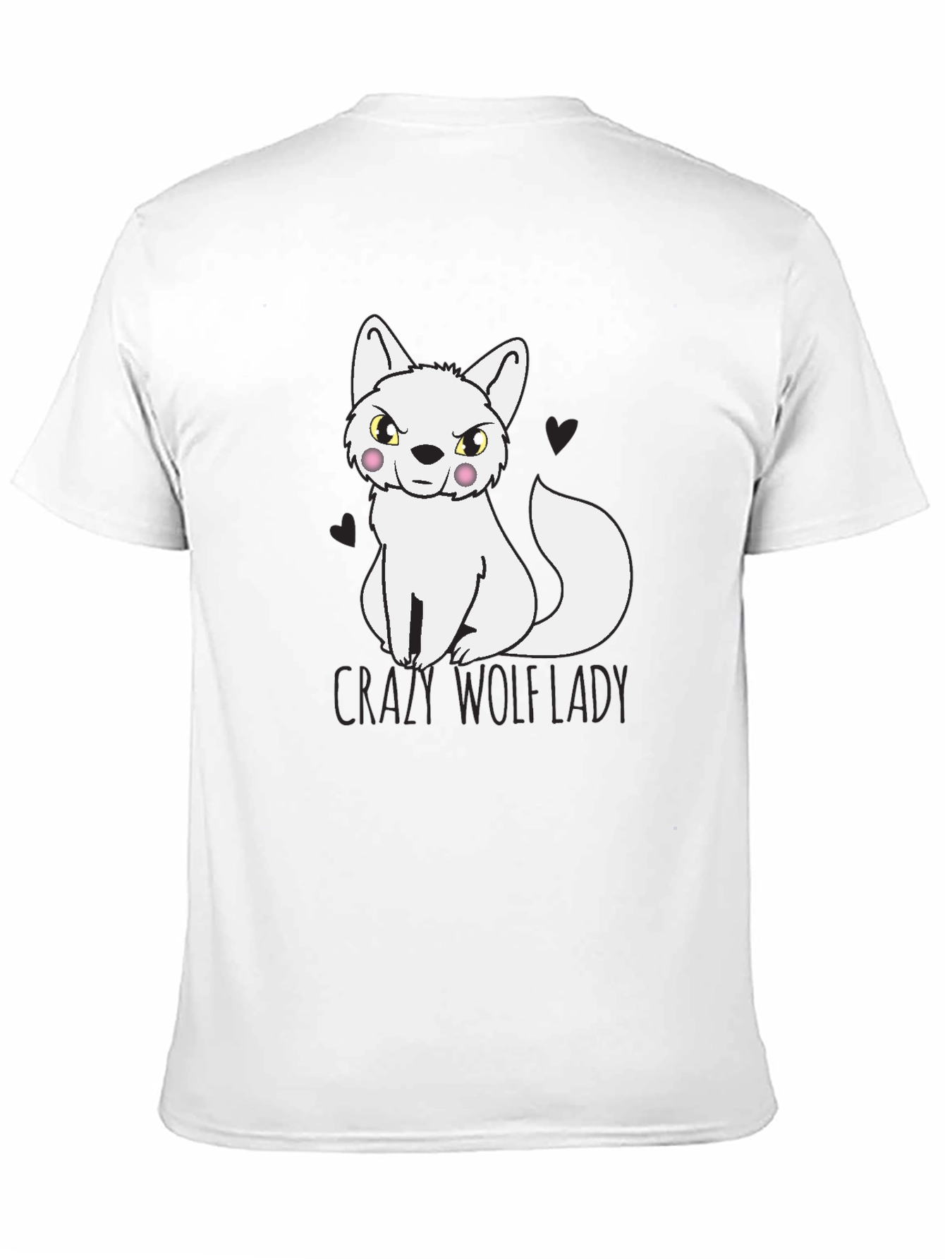 Black Crazy Wolf Lady T-Shirt - Novelty Tee view 11