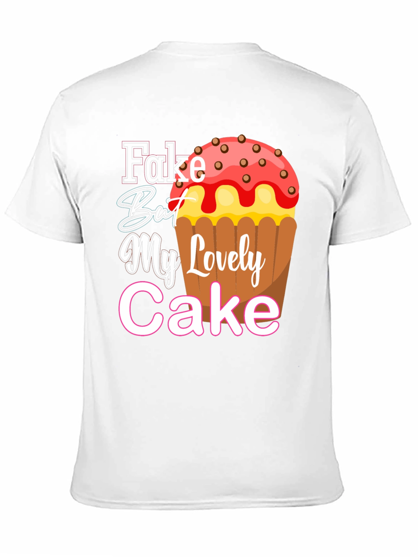 Black Fake But My Lovely Cake Black Graphic Tee view 11