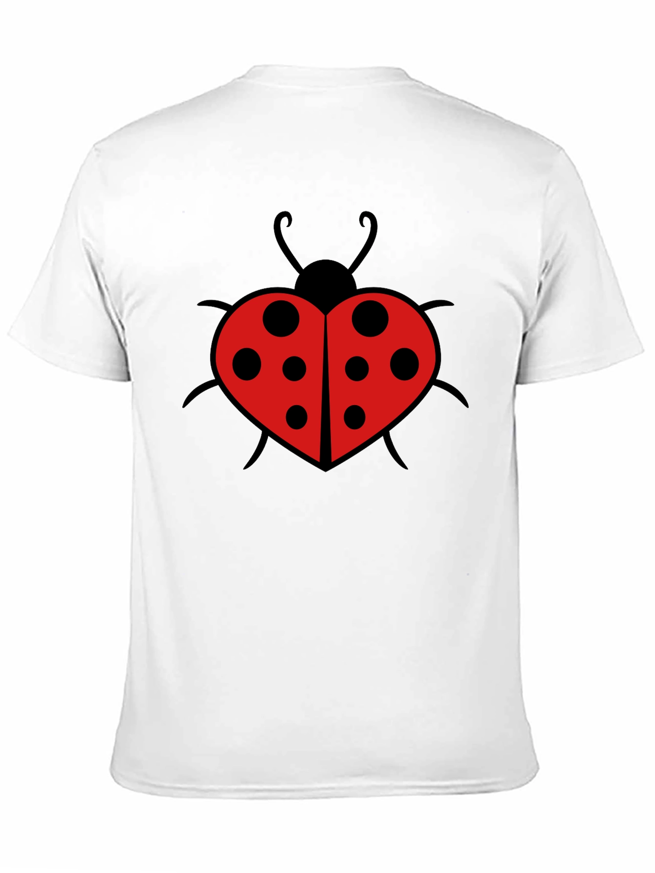Black Ladybug Heart Graphic Tee - Black Cotton T-Shirt view 11