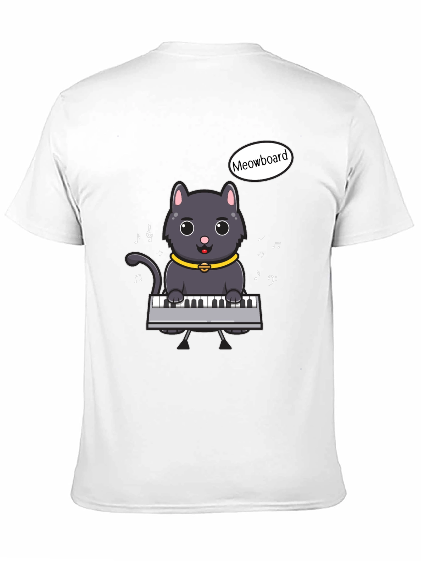 Black Meowboard Cat Musician T-Shirt view 11