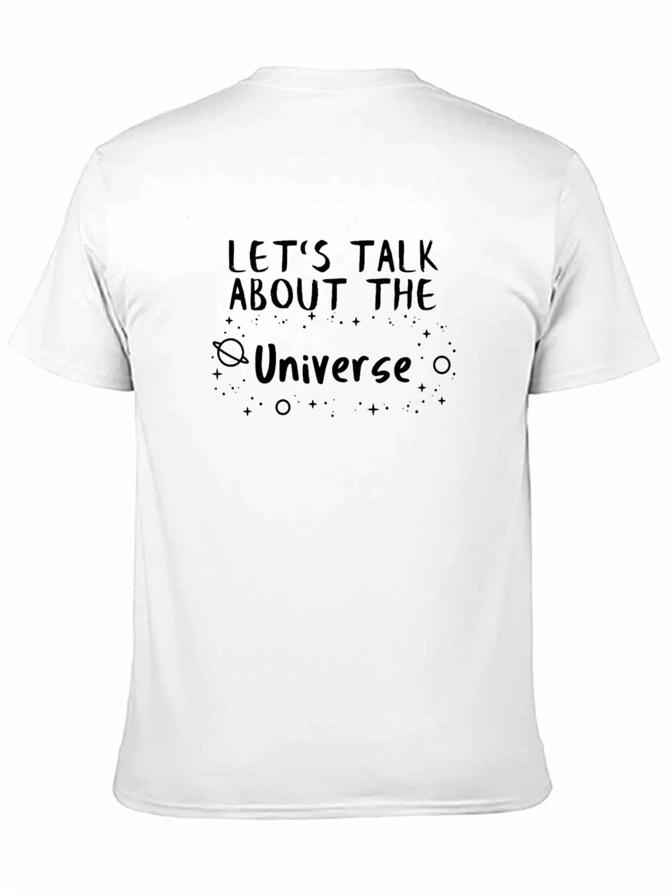 Black Let's Talk About the Universe Black T-Shirt view 11