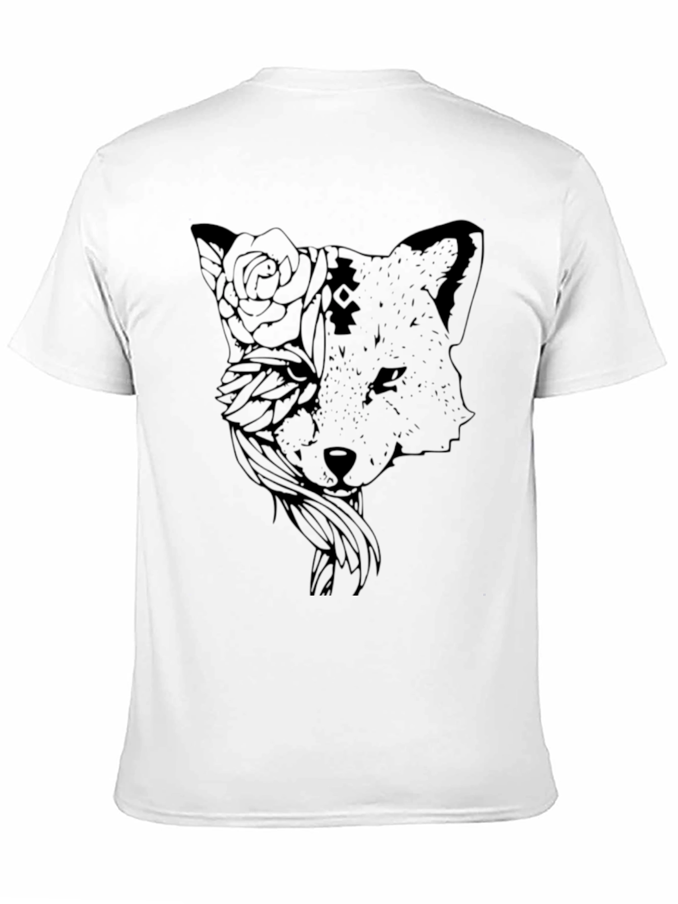 Black Fox and Floral Graphic Tee - Stylish Casual Wear view 11