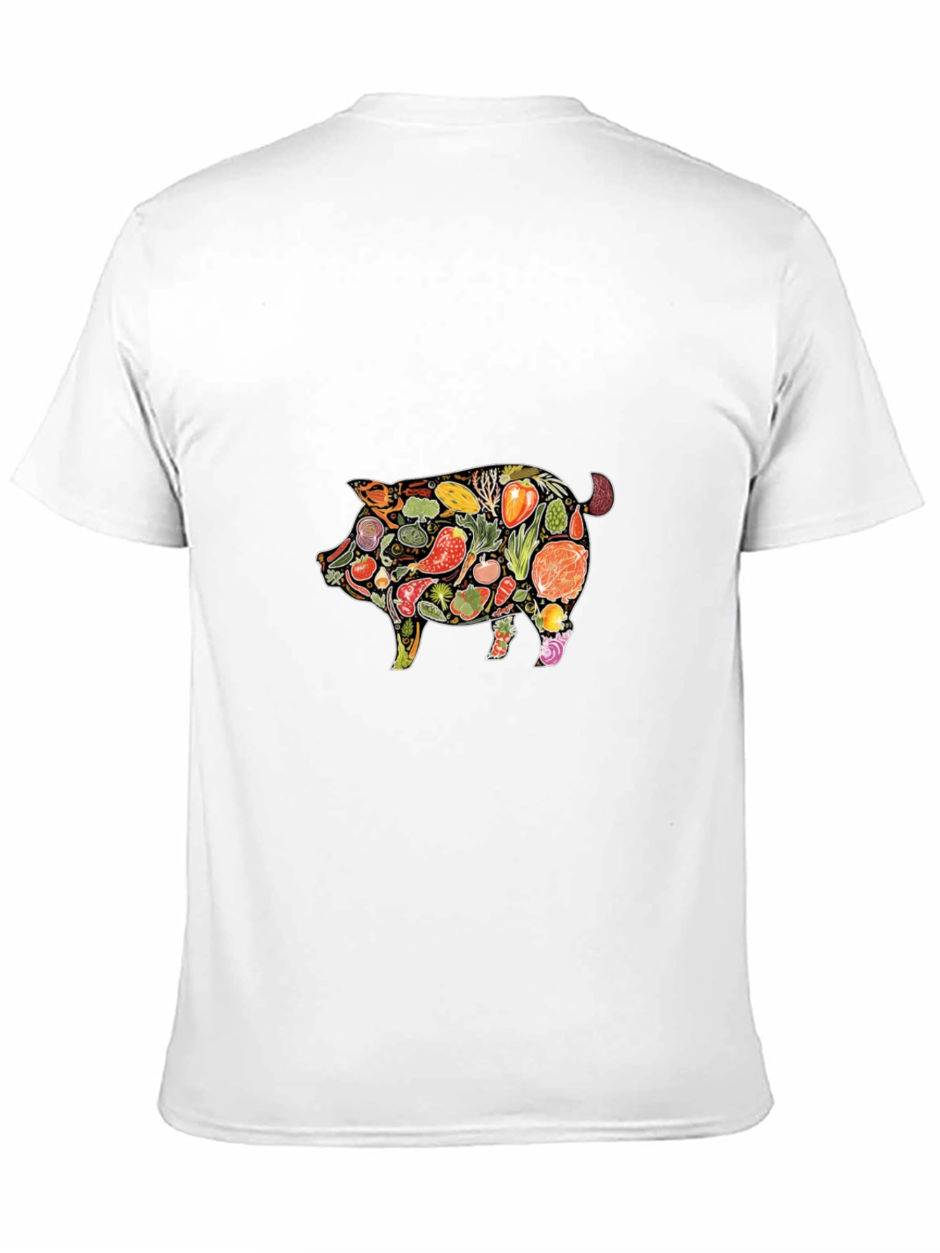 Black Veggie Pig Graphic T-Shirt - Unisex Black Tee view 11