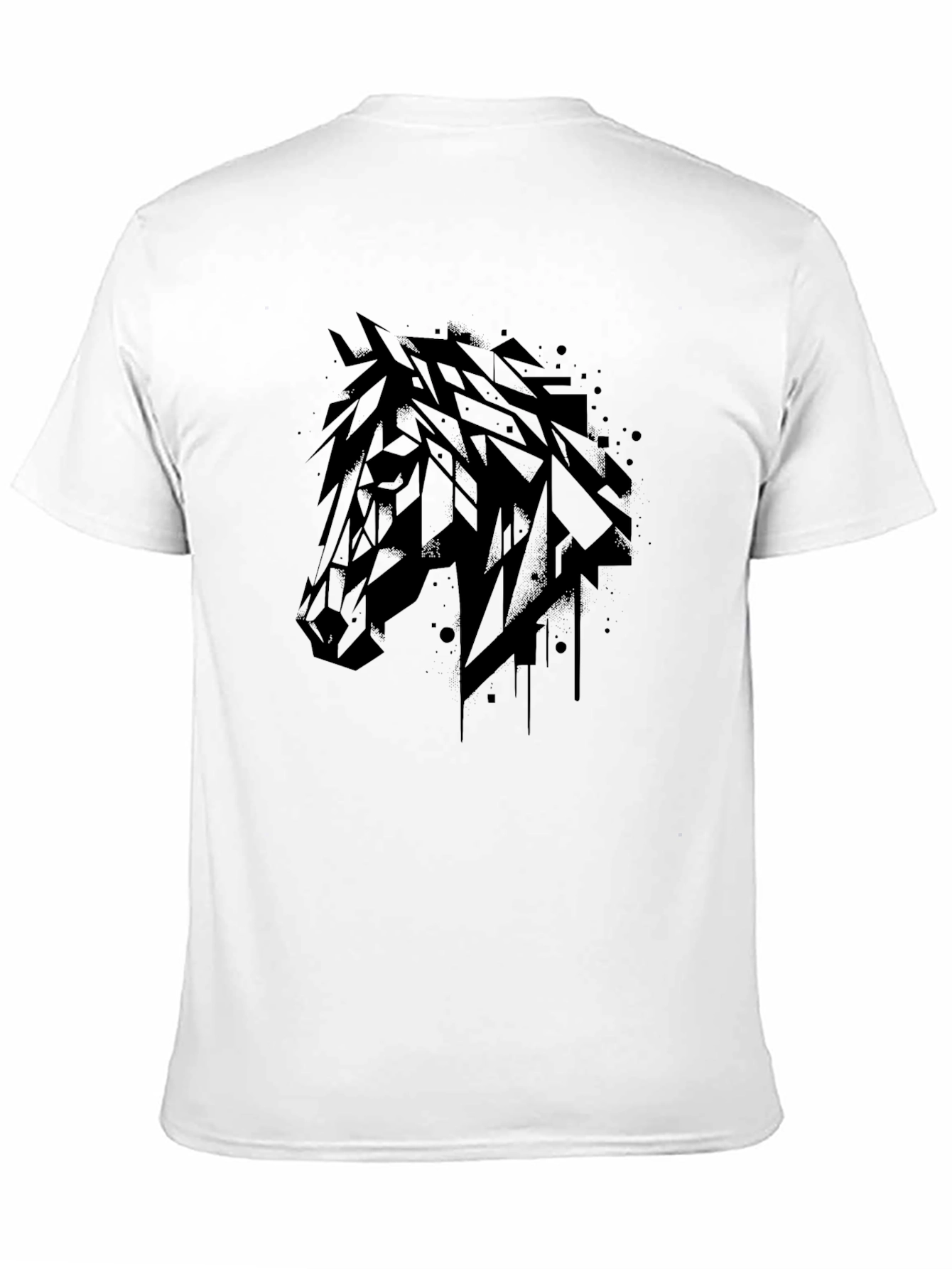 Black Abstract Horse Graphic T-Shirt - Mens Black Tee view 11