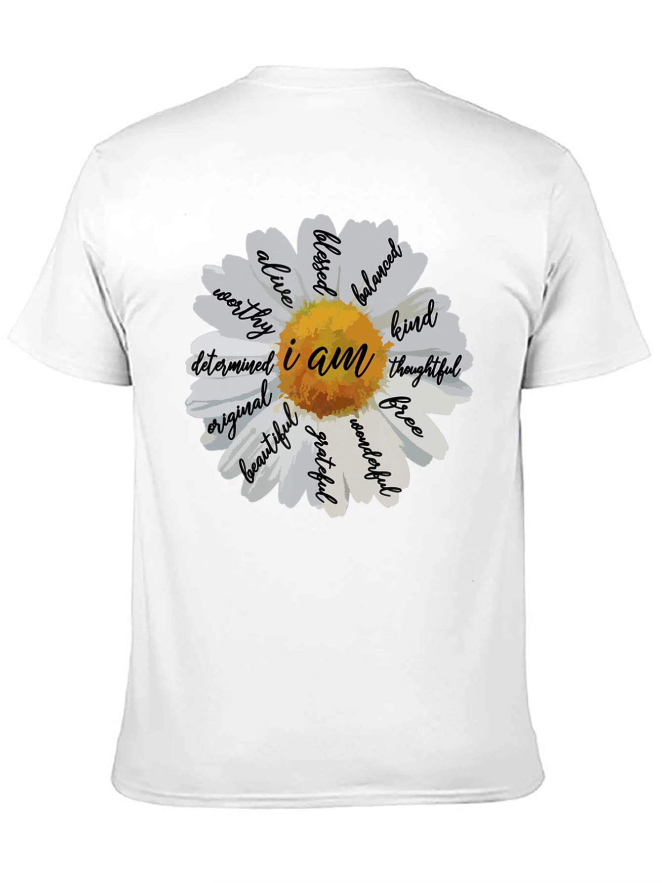 Black I Am Daisy T-Shirt - Inspirational Graphic Tee view 11