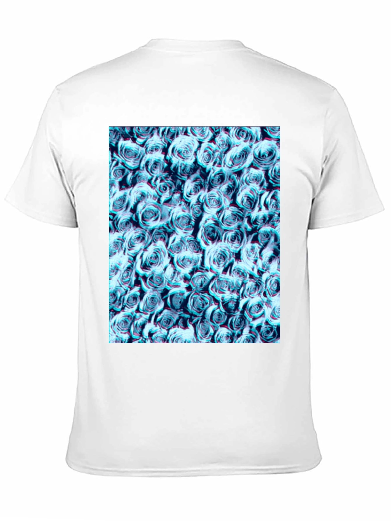 Black Blue Rose Print Black T-Shirt view 11