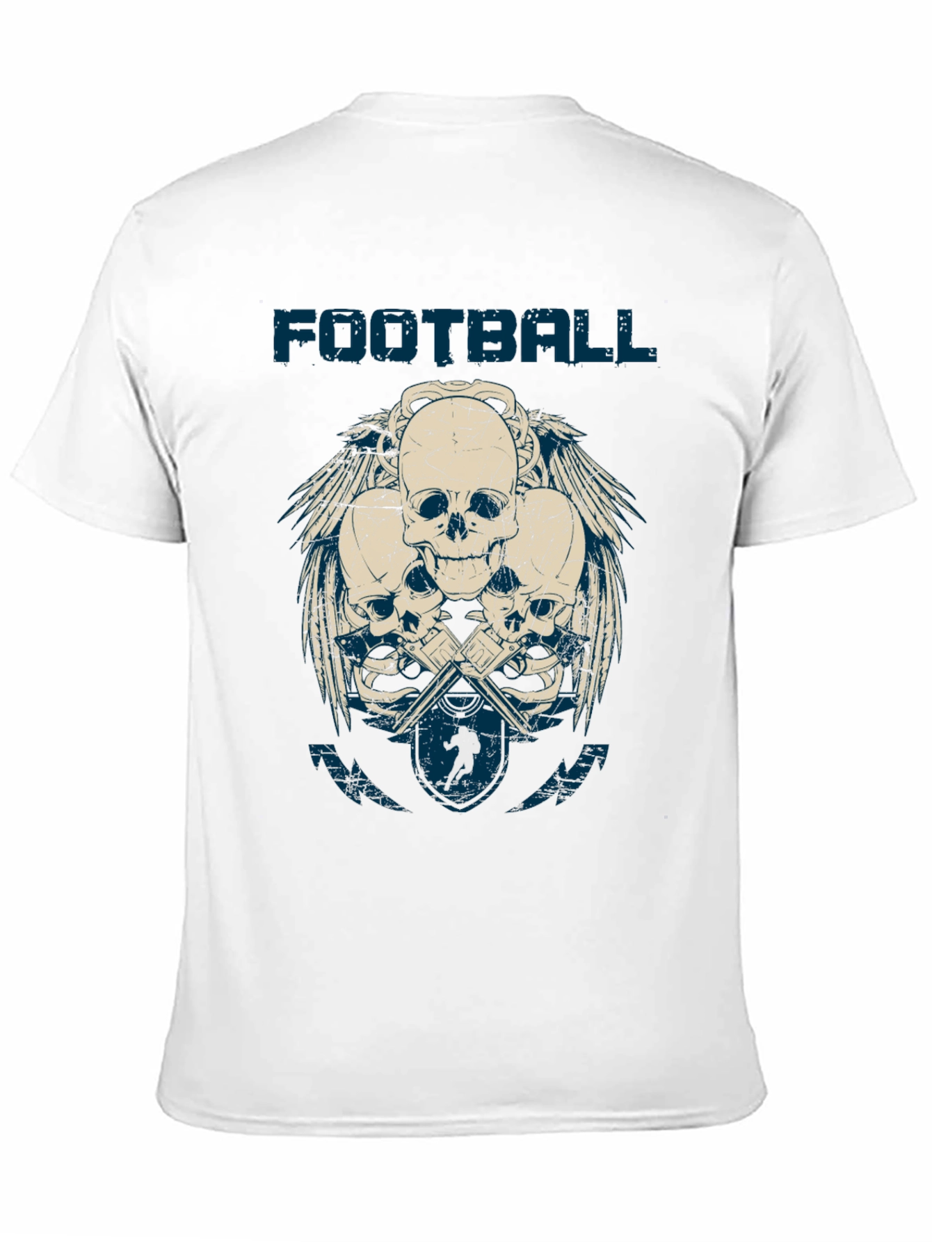 Black Football Skulls Graphic T-Shirt - Men's Casual Tee view 11