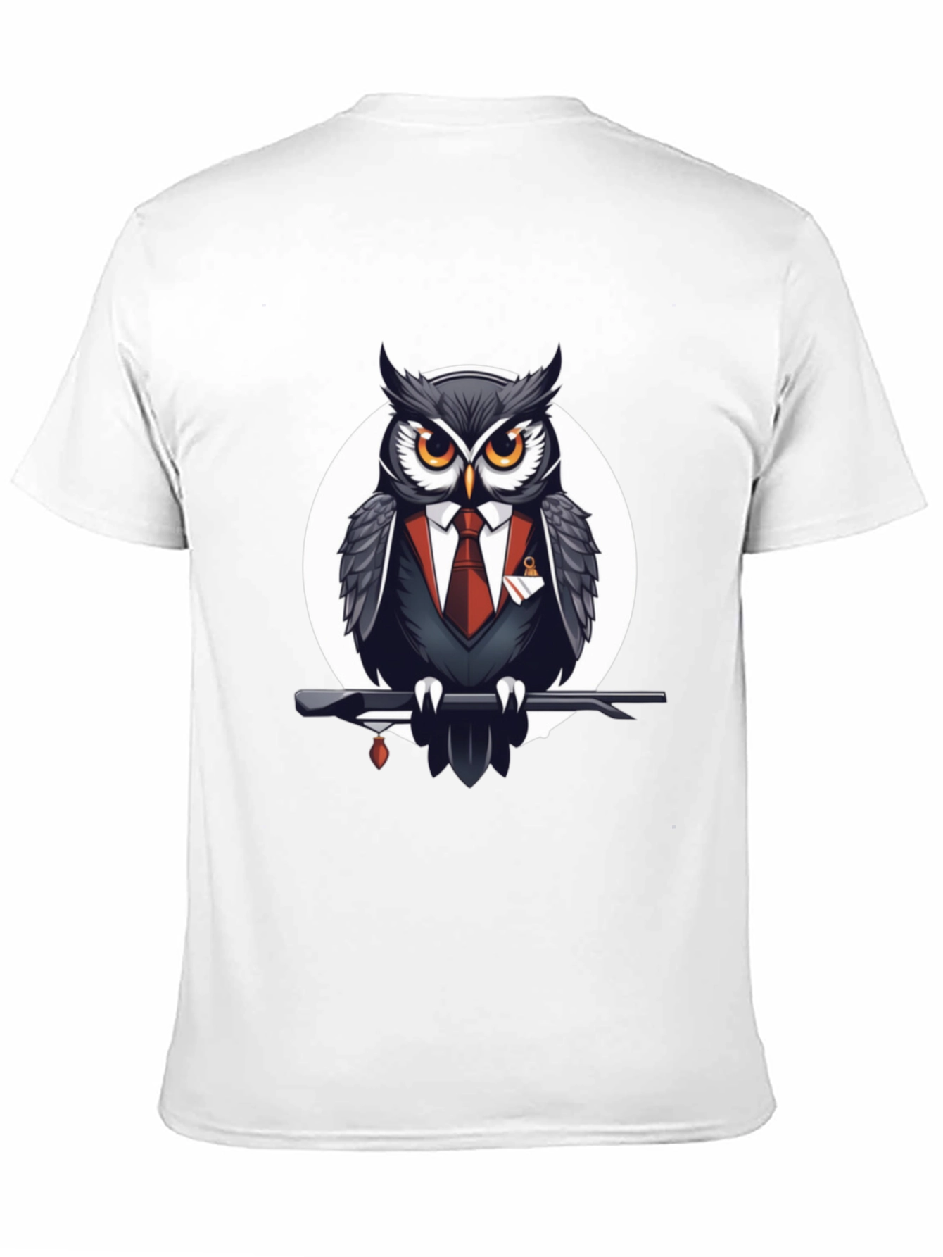 Black Owl in Suit Graphic Tee - Stylish Men's Black T-Shirt view 11