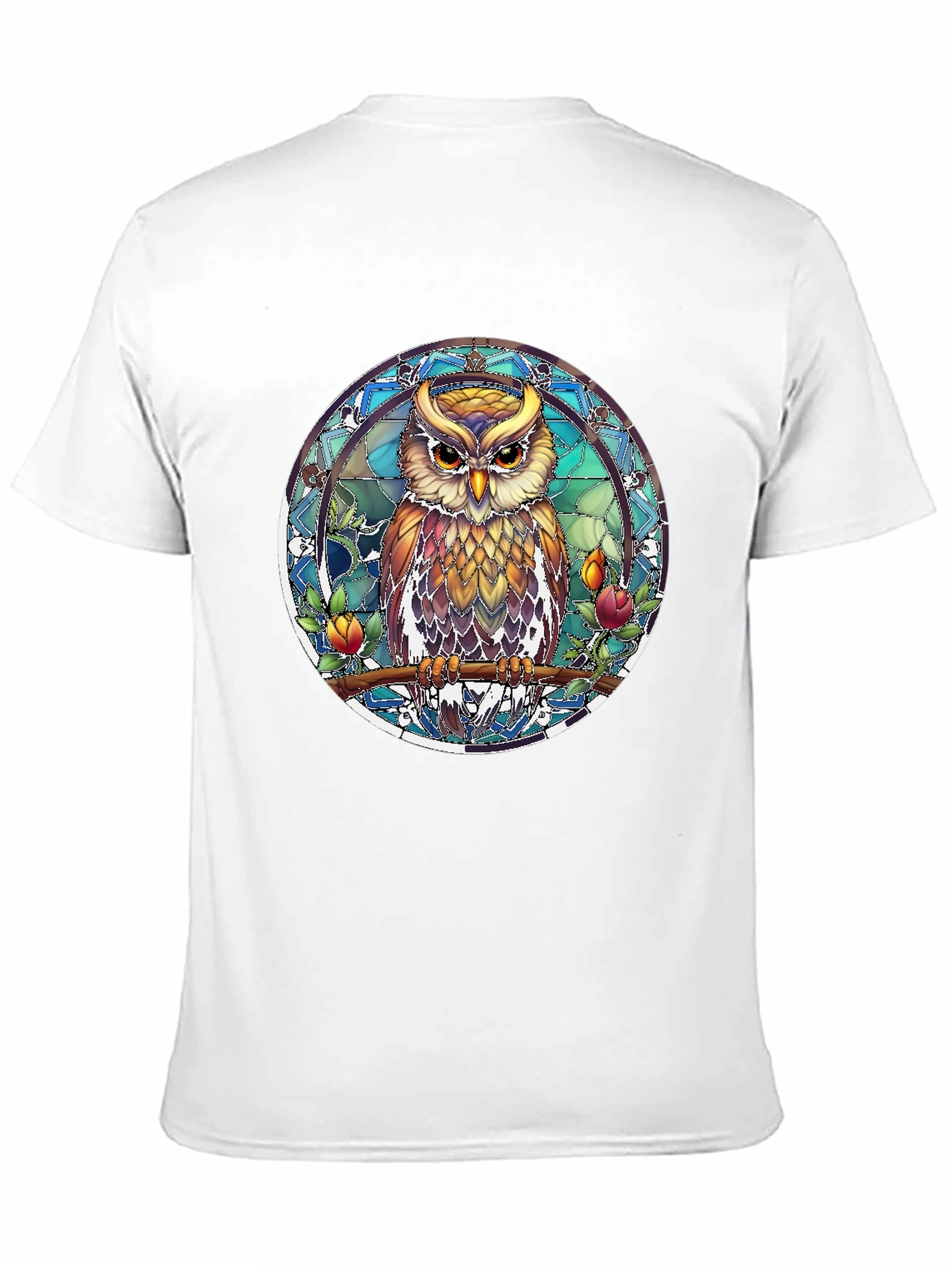Black Owl Stained Glass Style Graphic Tee view 11