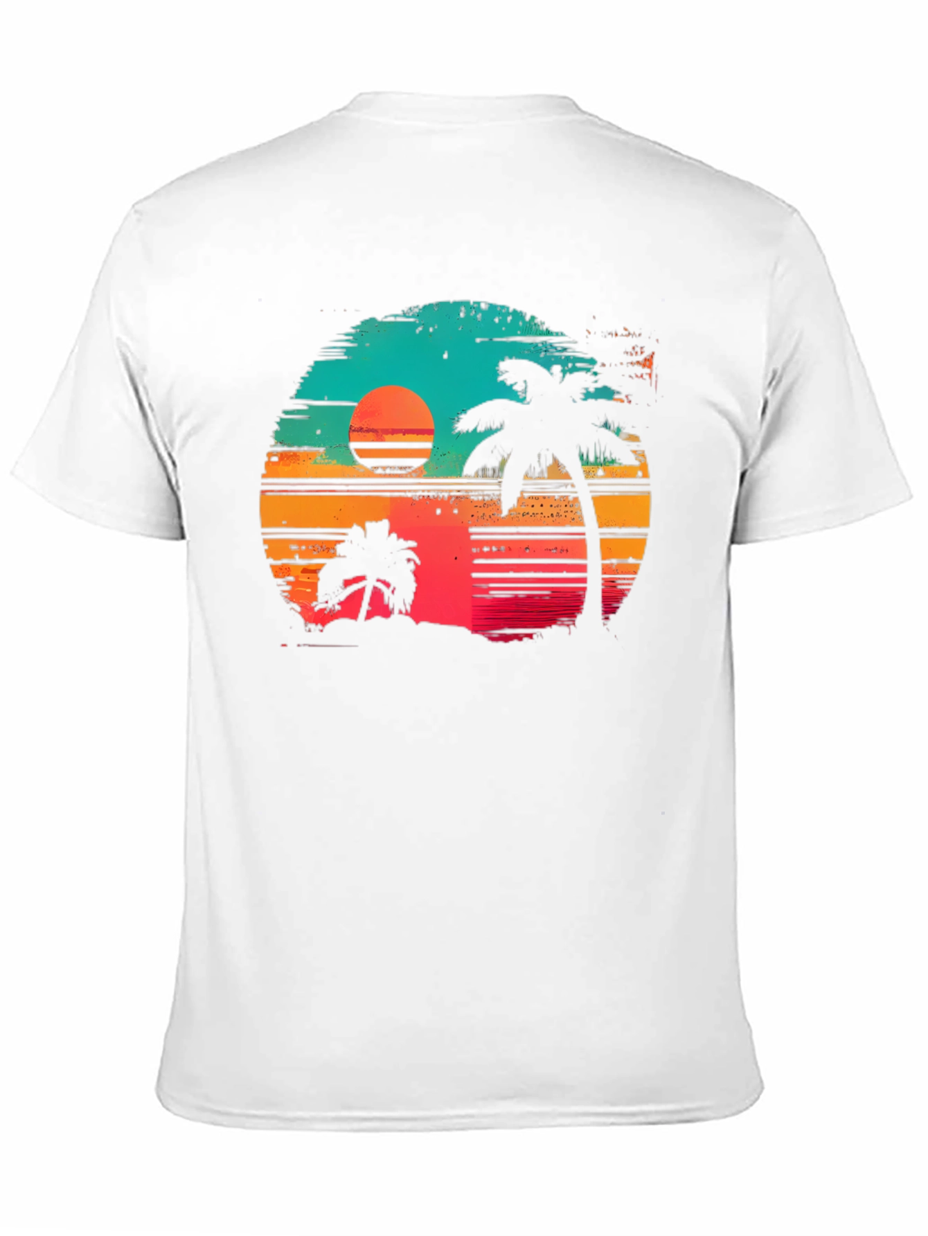 Black Retro Sunset Palm Tree Graphic T-Shirt view 11