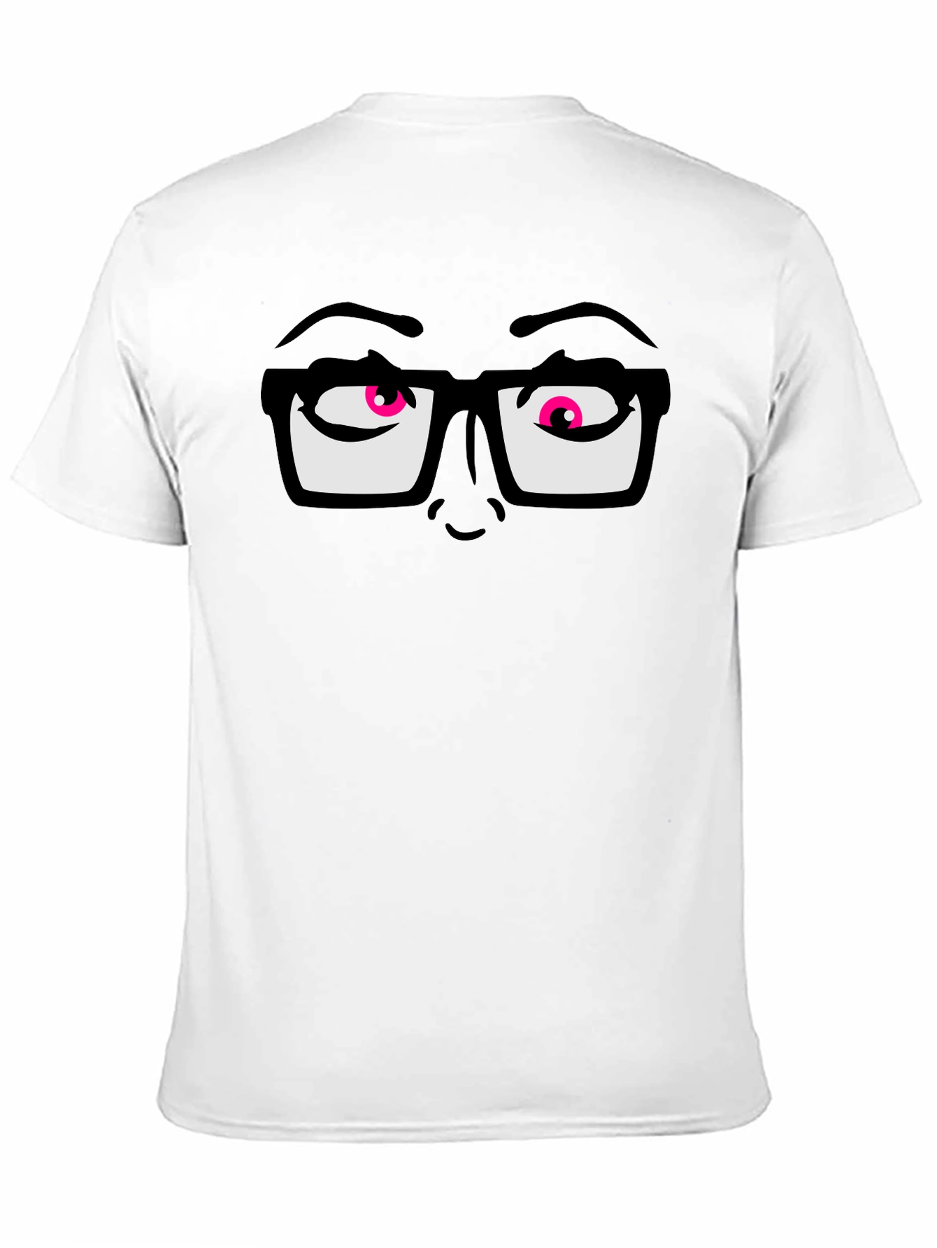 Black Funny Graphic T-Shirt with Cartoon Eyes and Glasses view 11