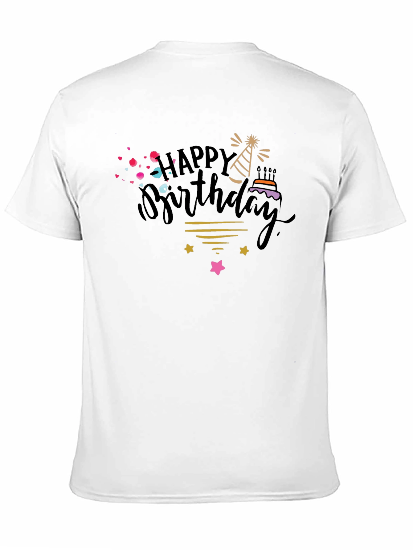 Black Happy Birthday Graphic Tee - Black Cotton T-Shirt view 11