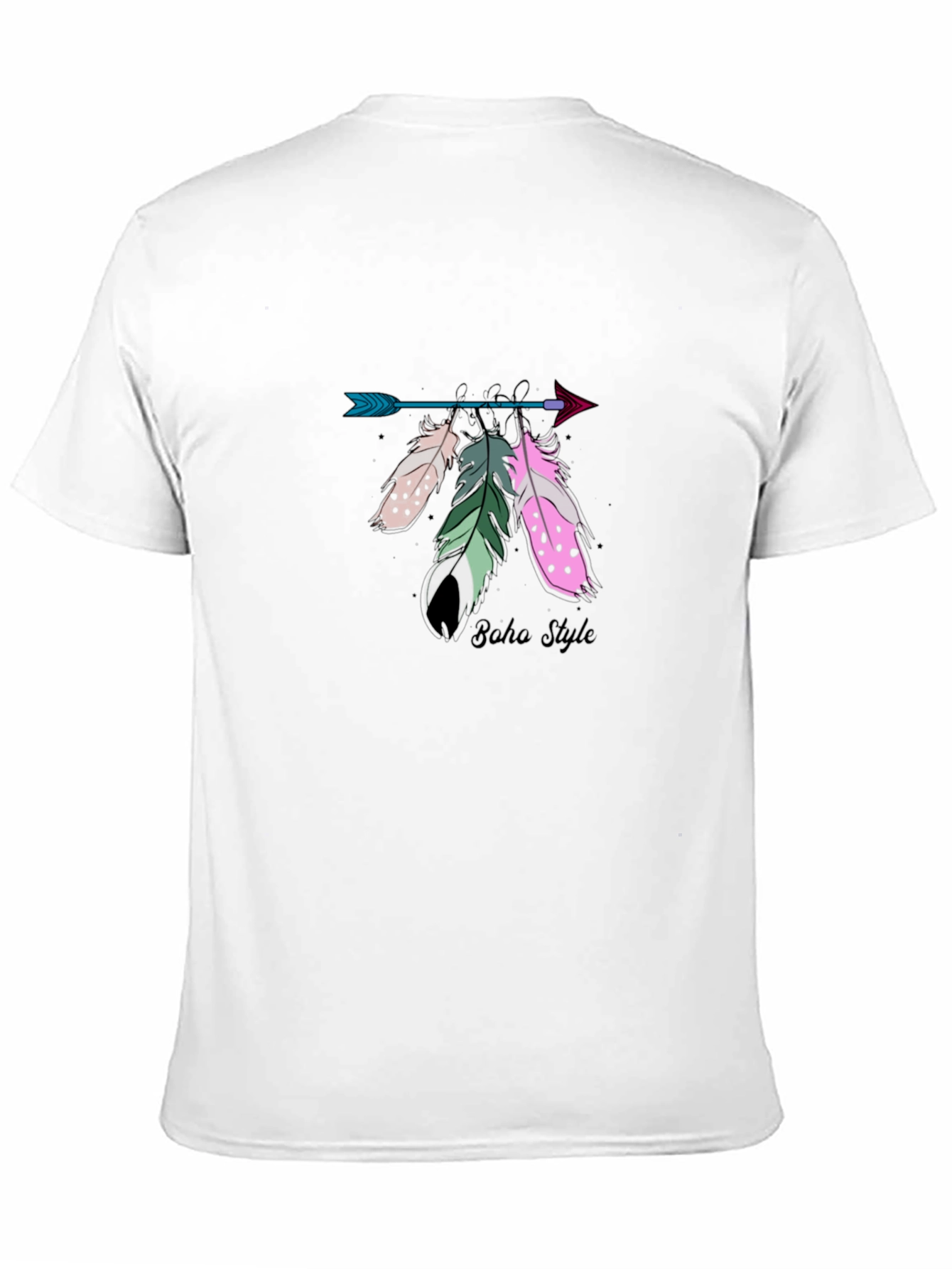 Black Boho Arrow Feather Graphic T-Shirt view 11
