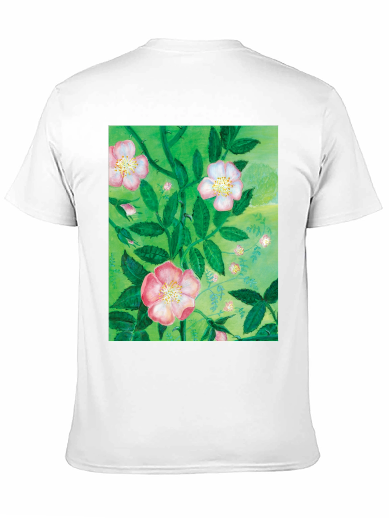 Black Floral Print T-Shirt - Artistic Botanical Design view 11