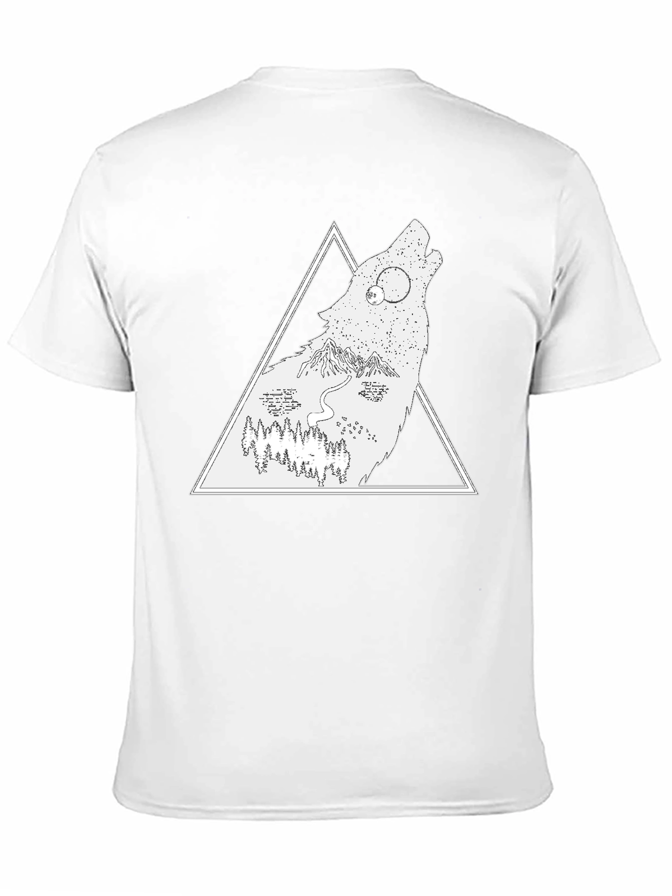 Black Wolf Nature Scene Graphic Tee - Black view 11