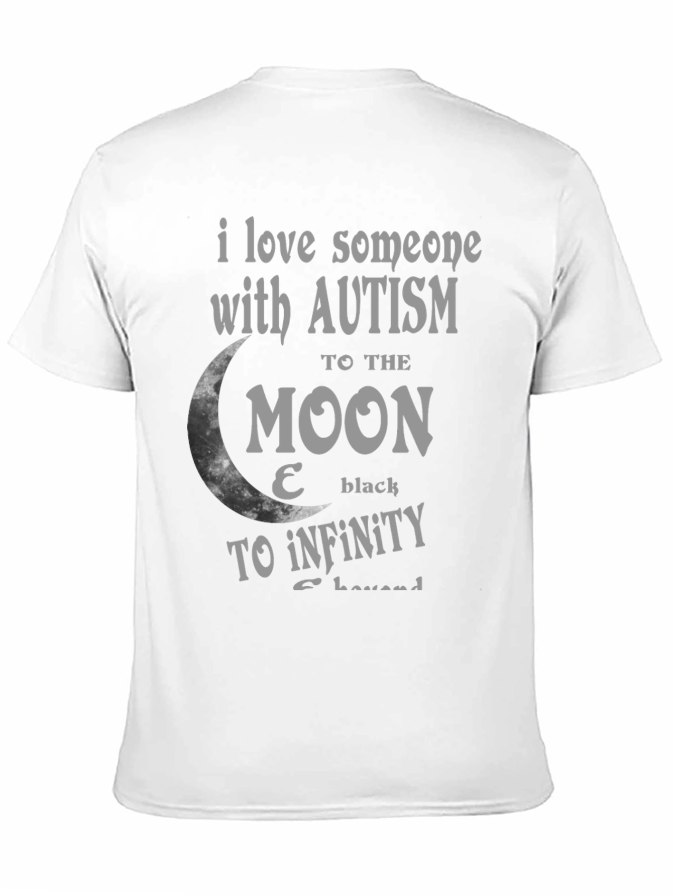 Black Autism Awareness Tee: Love to the Moon & Back T-Shirt view 11