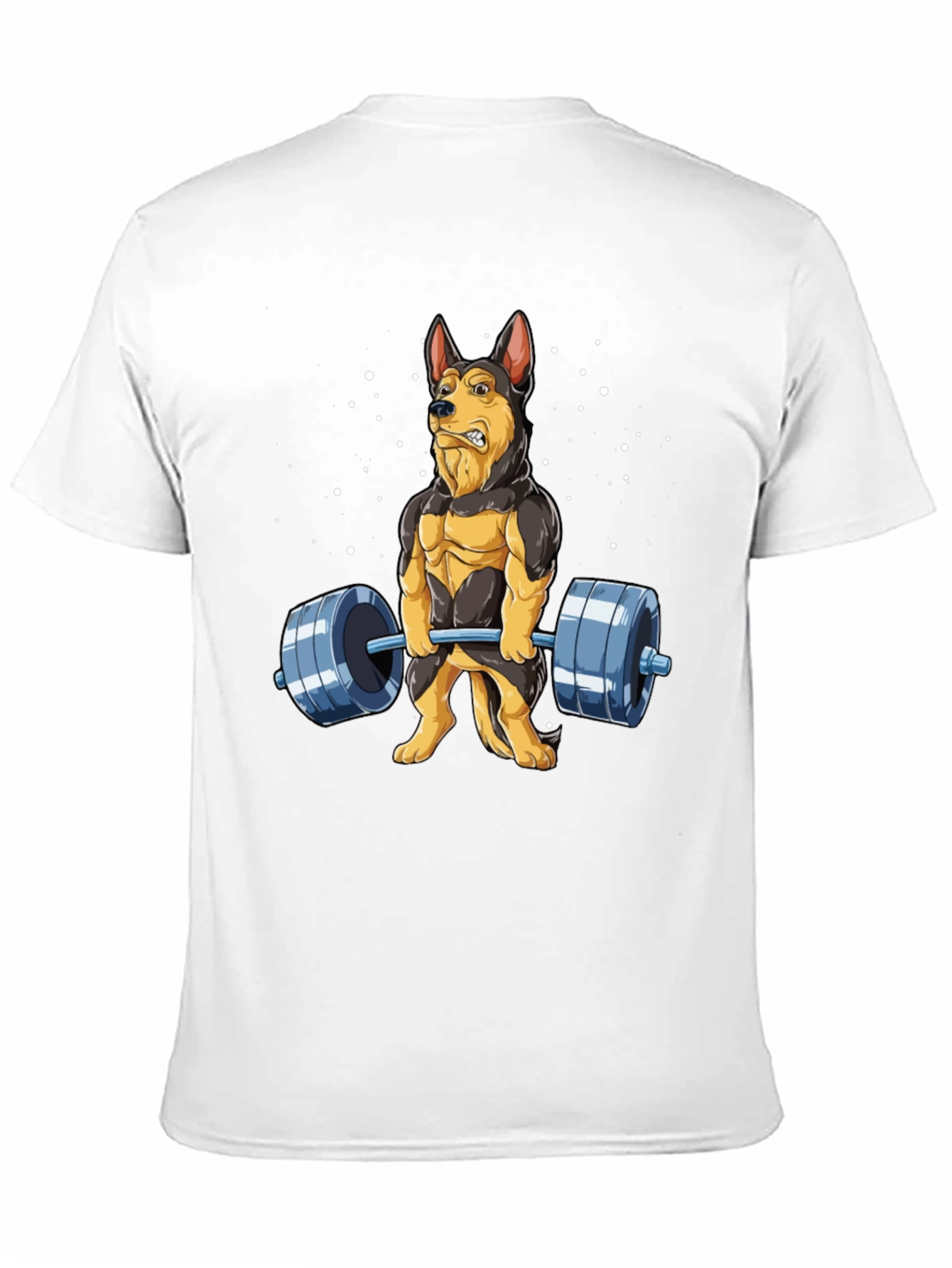 Black Funny Dog Lifting Weights T-Shirt view 11