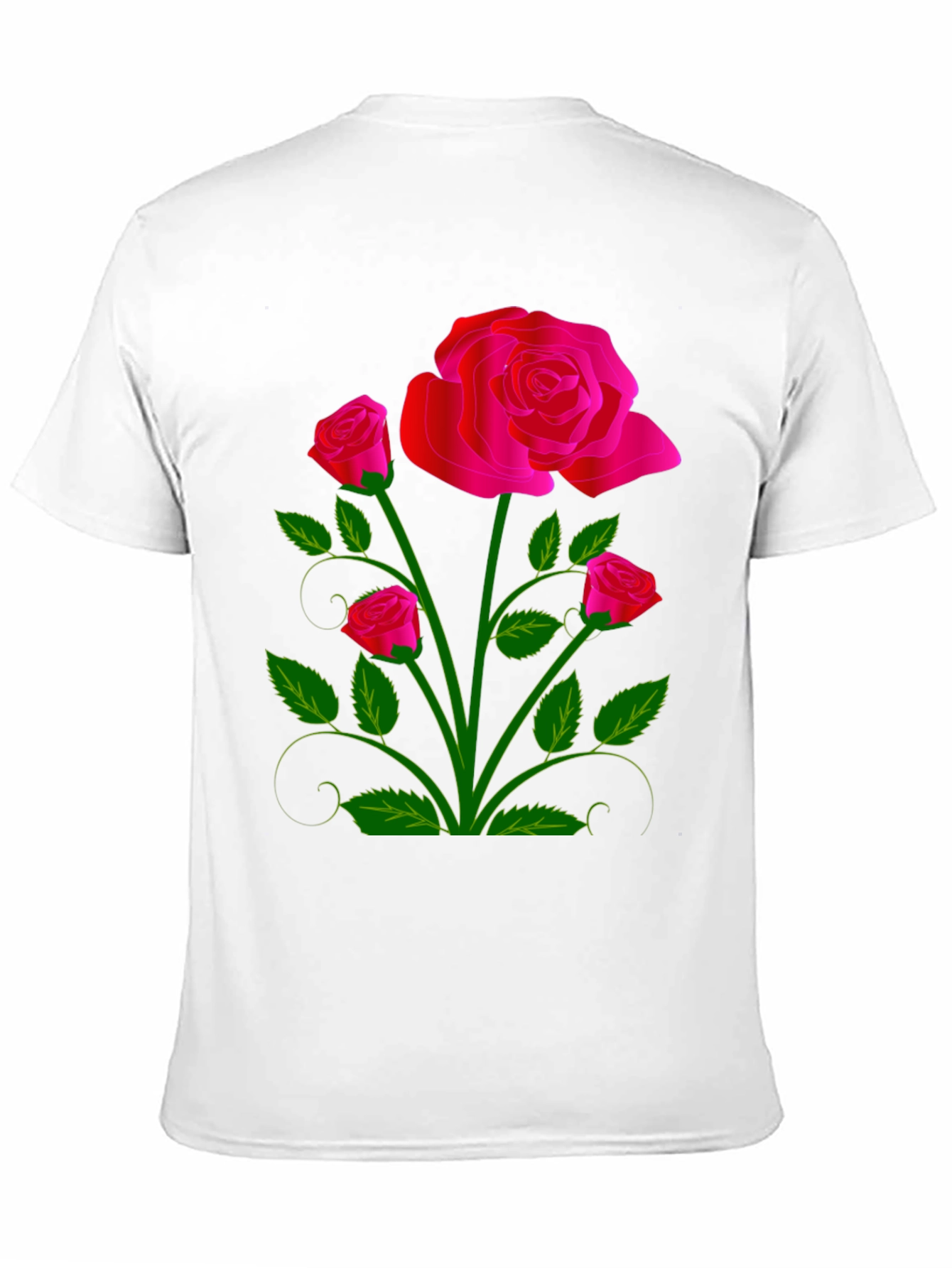 Black Black T-Shirt with Vivid Floral Rose Design view 11