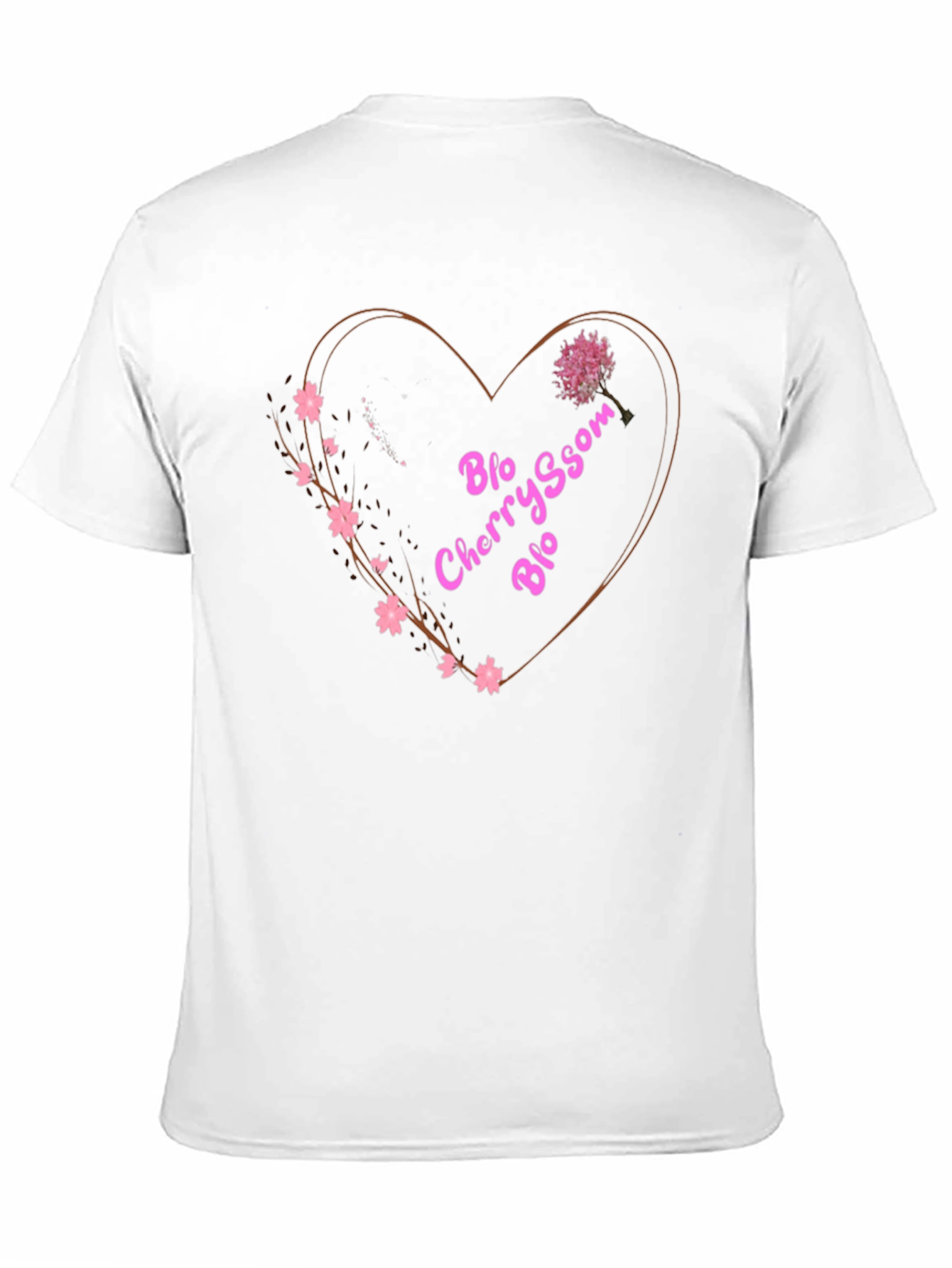 Black Cherry Blossom Blo T-Shirt - Heart Design view 11