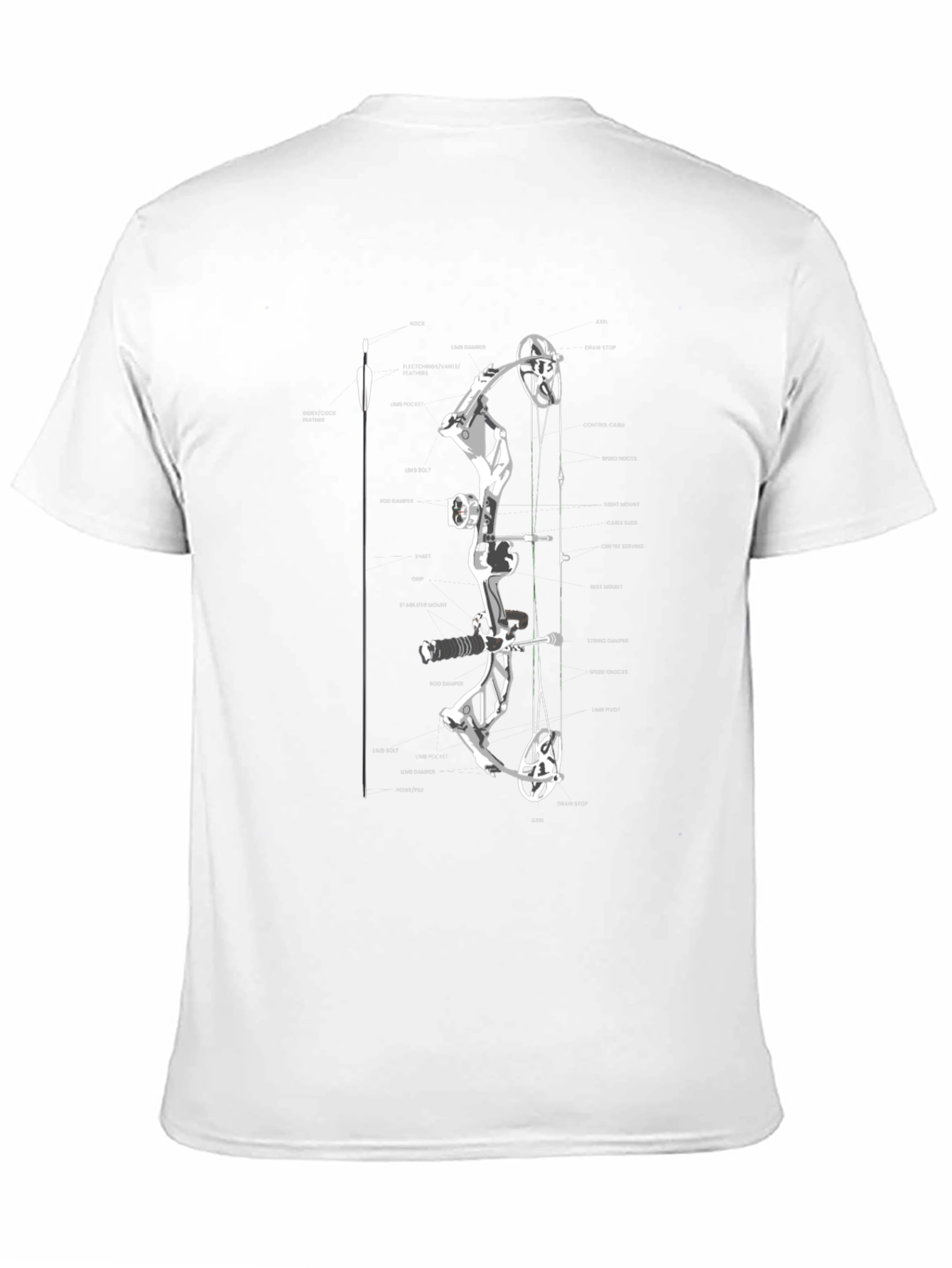 Black Bow Anatomy Graphic T-Shirt | Archery Enthusiast Tee view 11